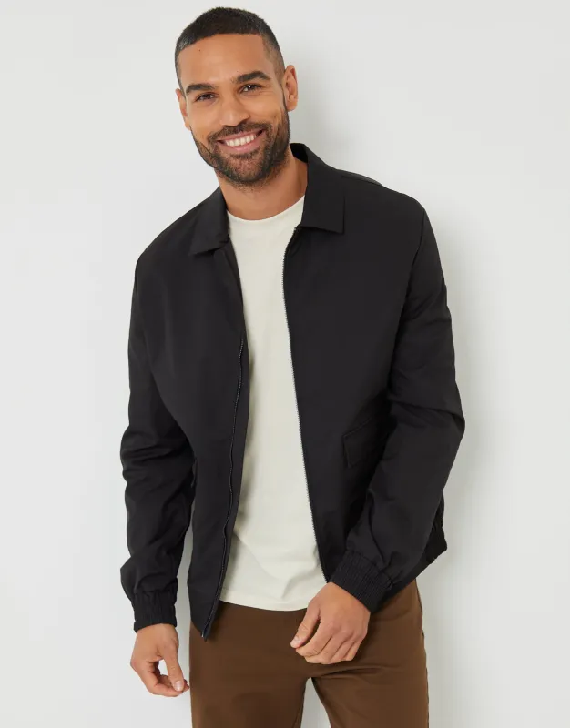 Black Patch Pocket Collared Zip-Through Jacket sold by Threadbare