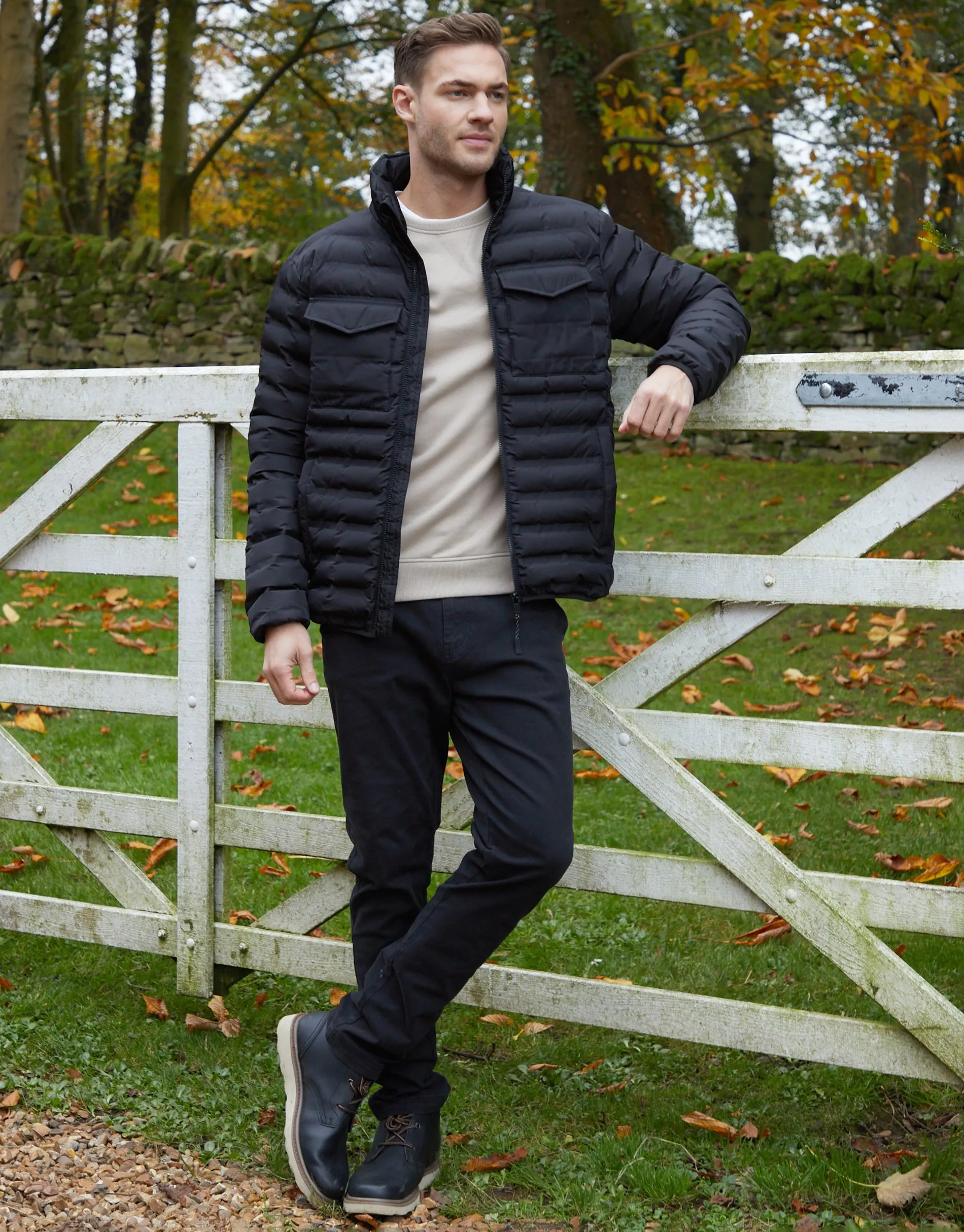 Black Funnel Neck Puffer Jacket sold by Threadbare product image thumbnail 3