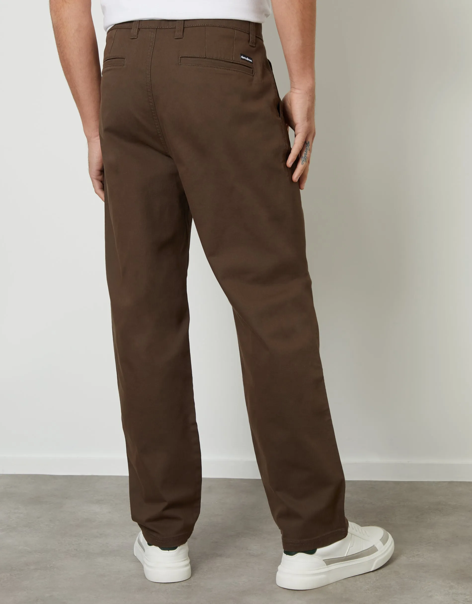 Chocolate Brown Straight Leg Pleated Chino Trousers sold by Threadbare product image thumbnail 2