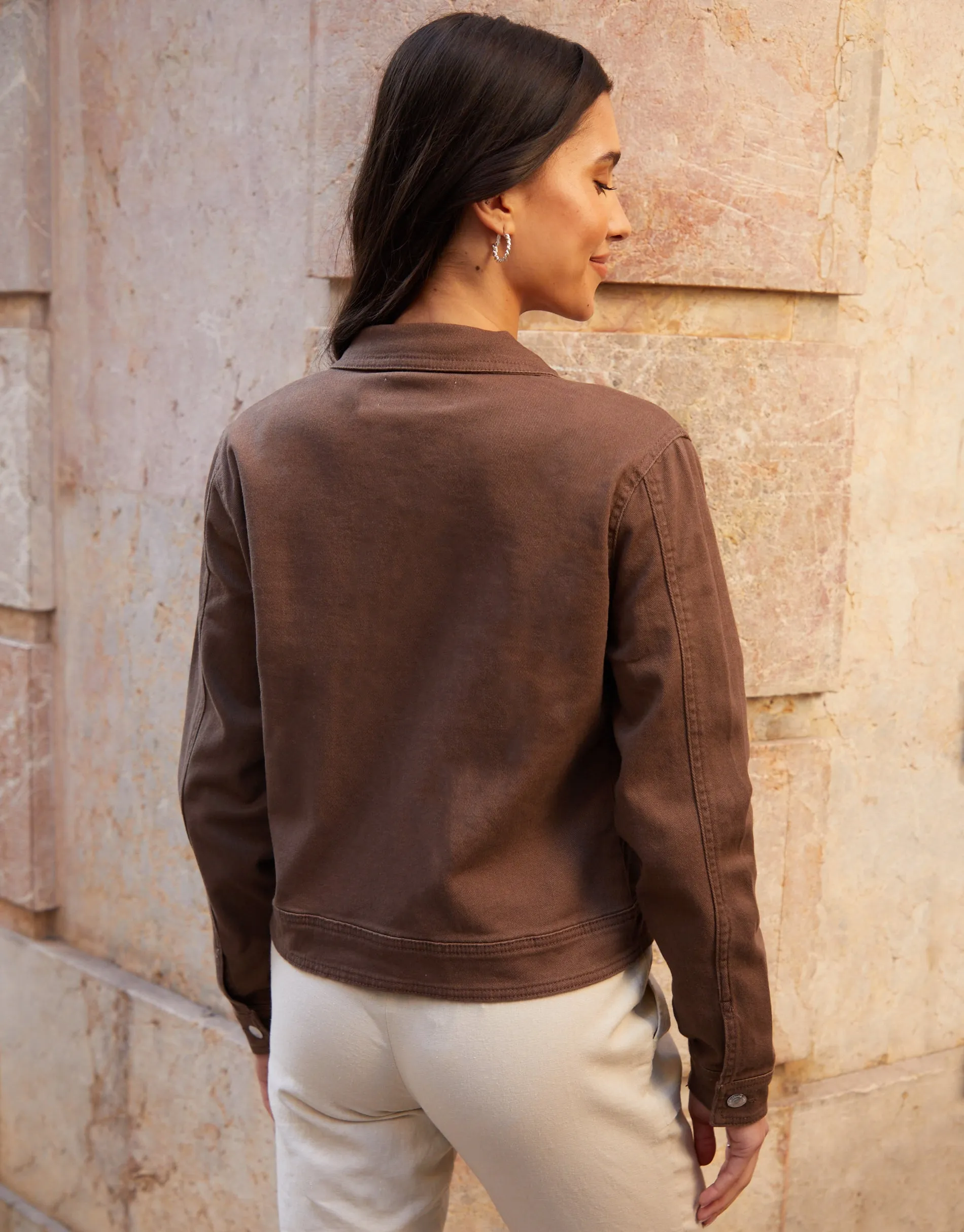 Threadbare Women's Chocolate Brown Stretch Denim Jacket sold by Threadbare product image thumbnail 2