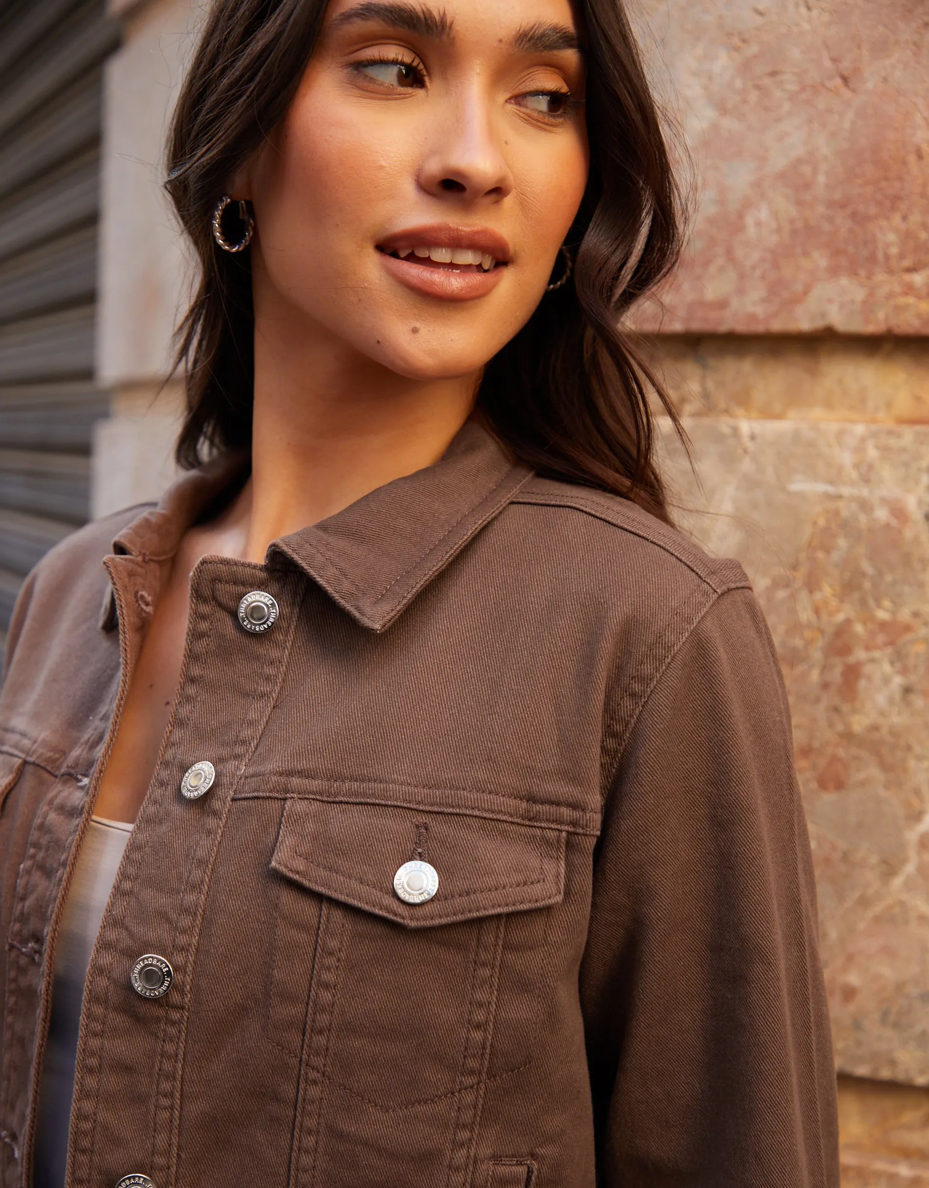 Threadbare Women's Chocolate Brown Stretch Denim Jacket sold by Threadbare product image thumbnail 3