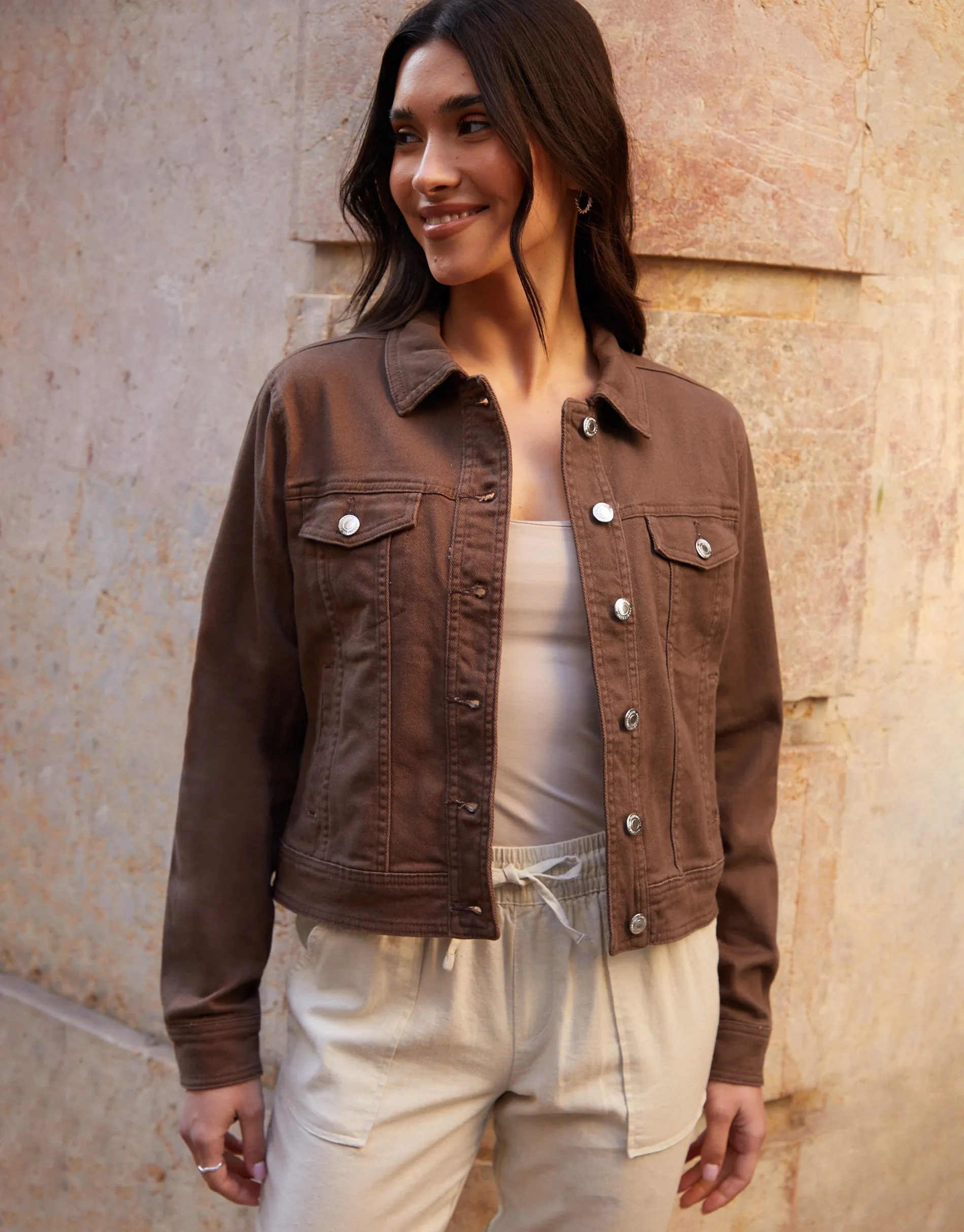 Threadbare Women's Chocolate Brown Stretch Denim Jacket sold by Threadbare product image thumbnail 4