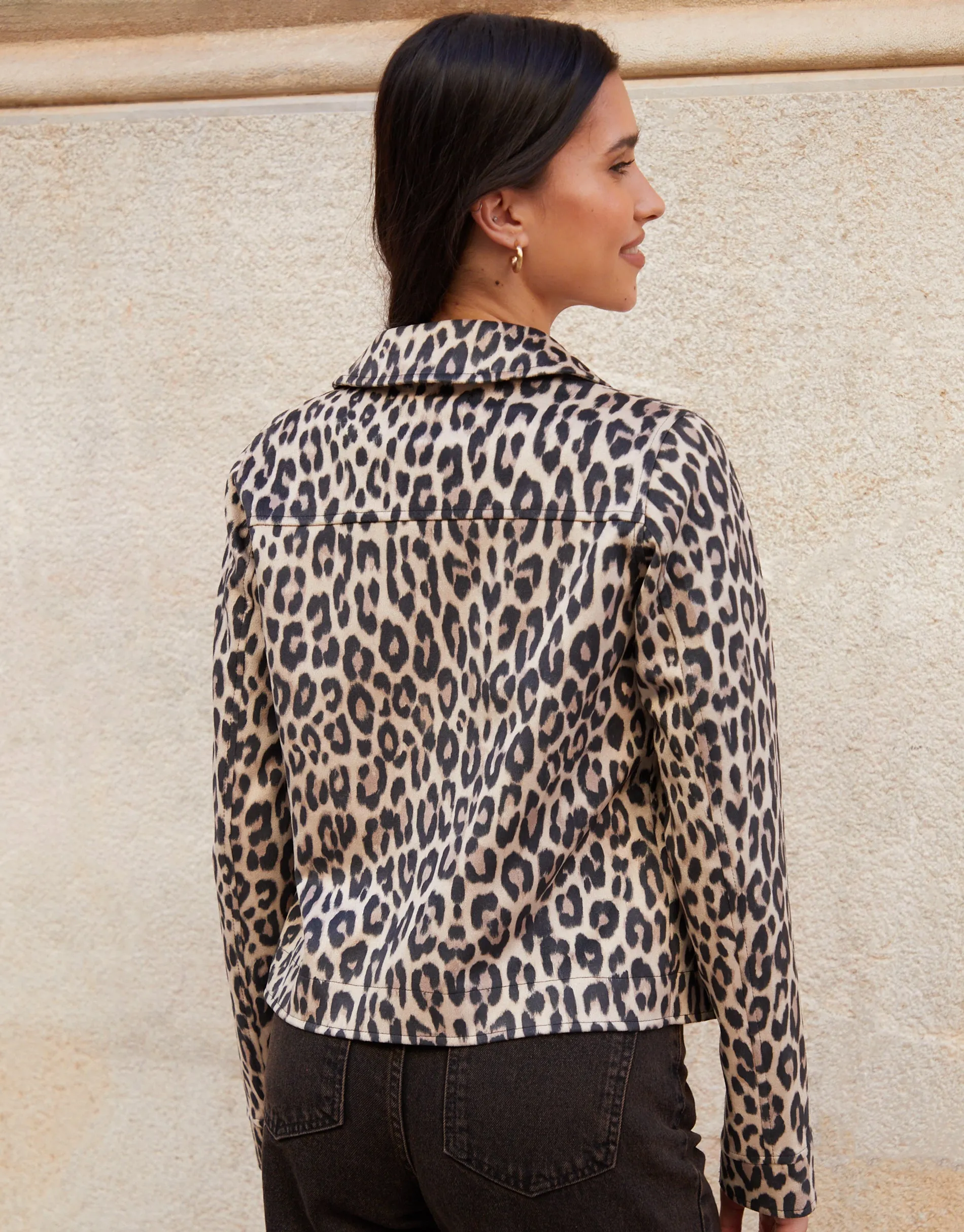 Threadbare Women's Leopard Print Cropped Button Up Suedette Shacket sold by Threadbare product image thumbnail 2