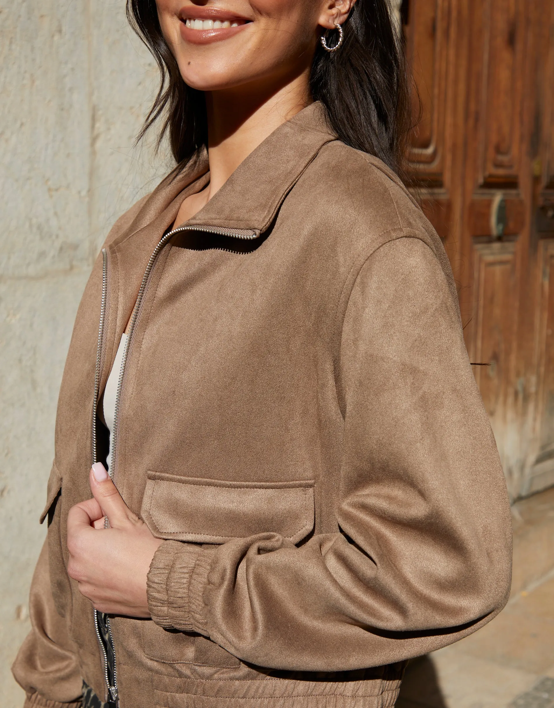 Threadbare Women's Taupe Suedette Utility Jacket sold by Threadbare product image thumbnail 3