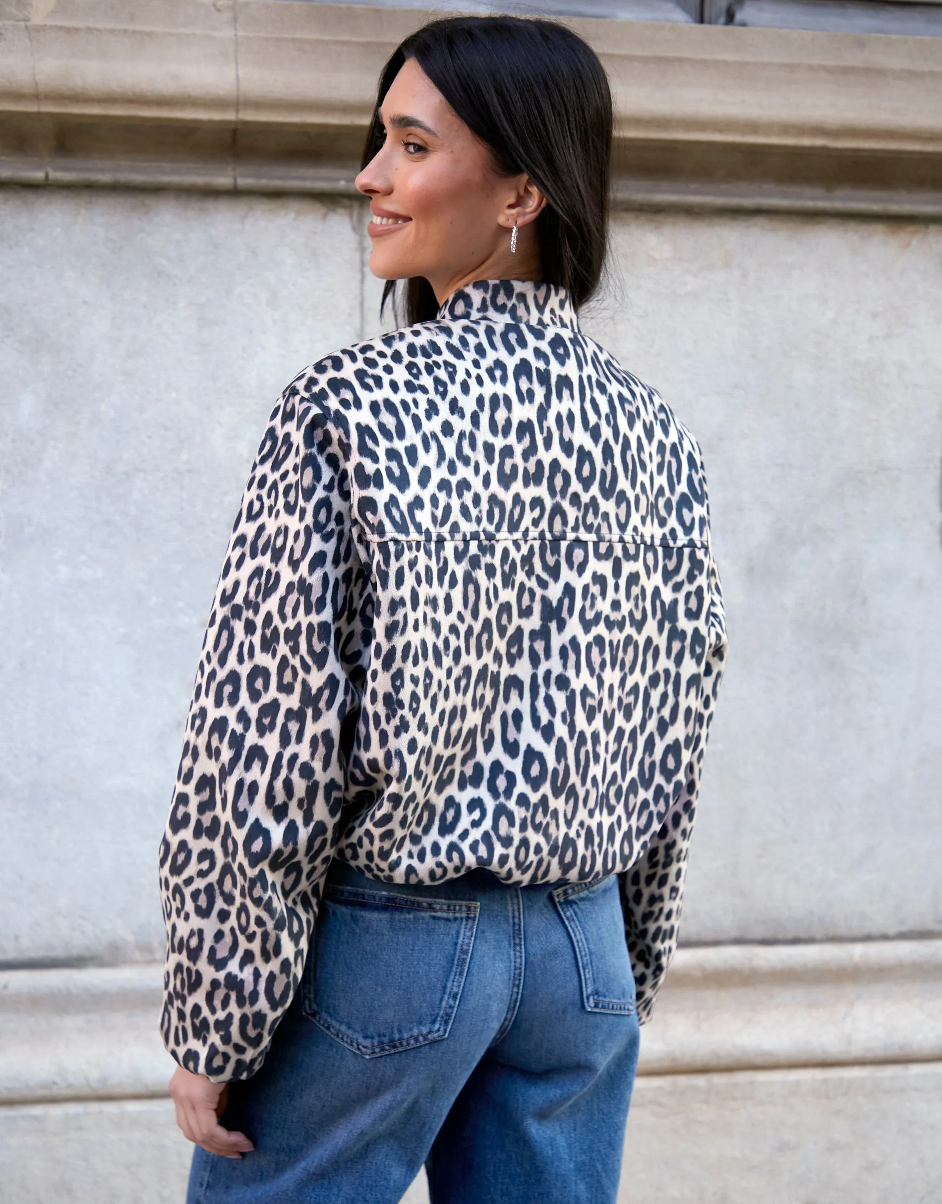 Threadbare Women's Leopard Print Bubble Hem Suedette Bomber Jacket sold by Threadbare product image thumbnail 2