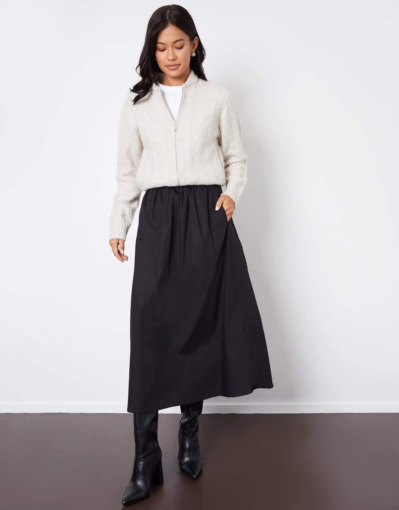 Black Midaxi Skirt with Pockets sold by Threadbare