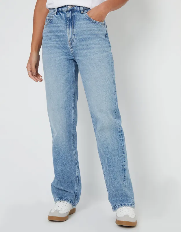 Light Wash Wide Straight Leg Jeans sold by Threadbare