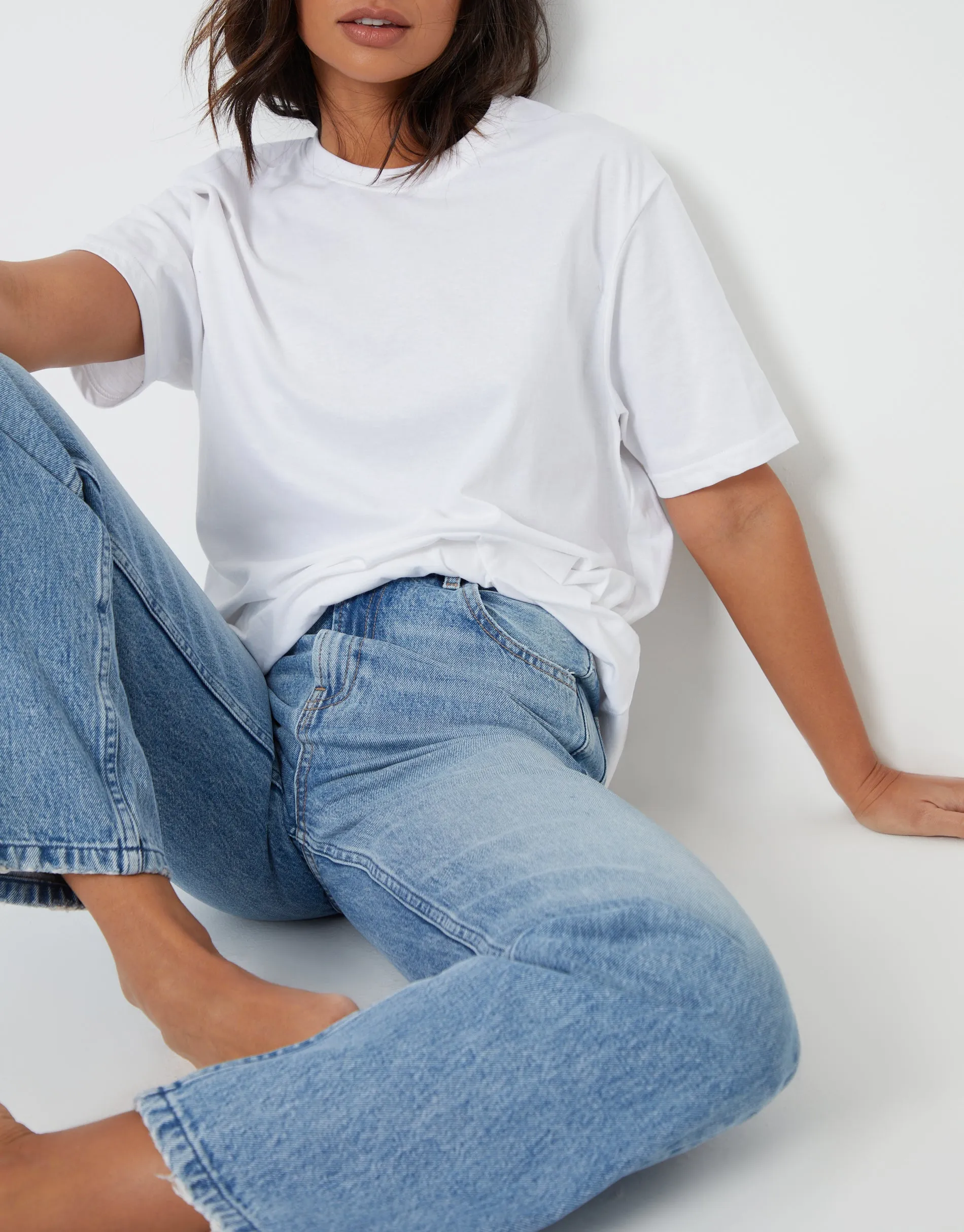 Light Wash Wide Straight Leg Jeans sold by Threadbare product image thumbnail 5