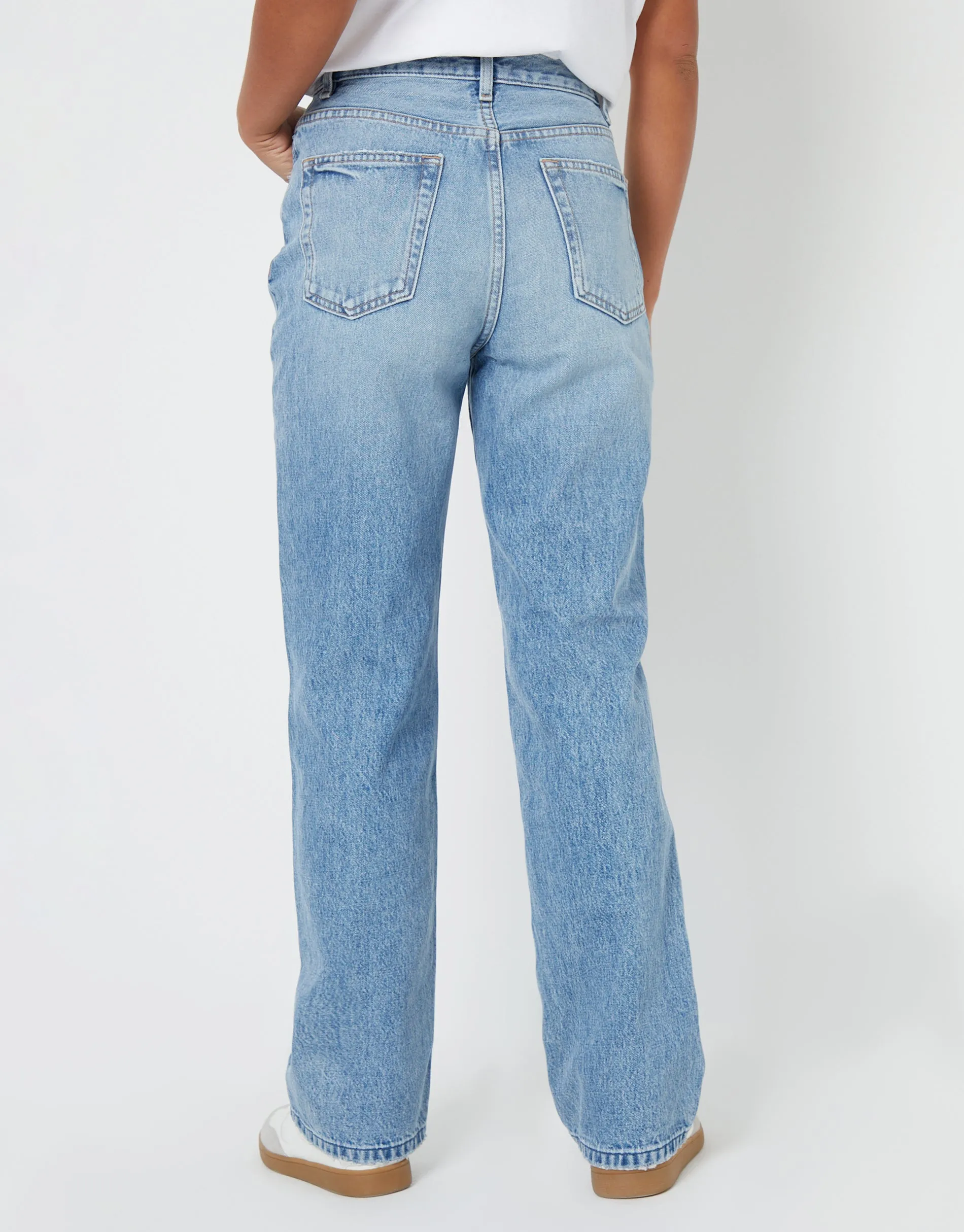 Light Wash Wide Straight Leg Jeans sold by Threadbare product image thumbnail 3