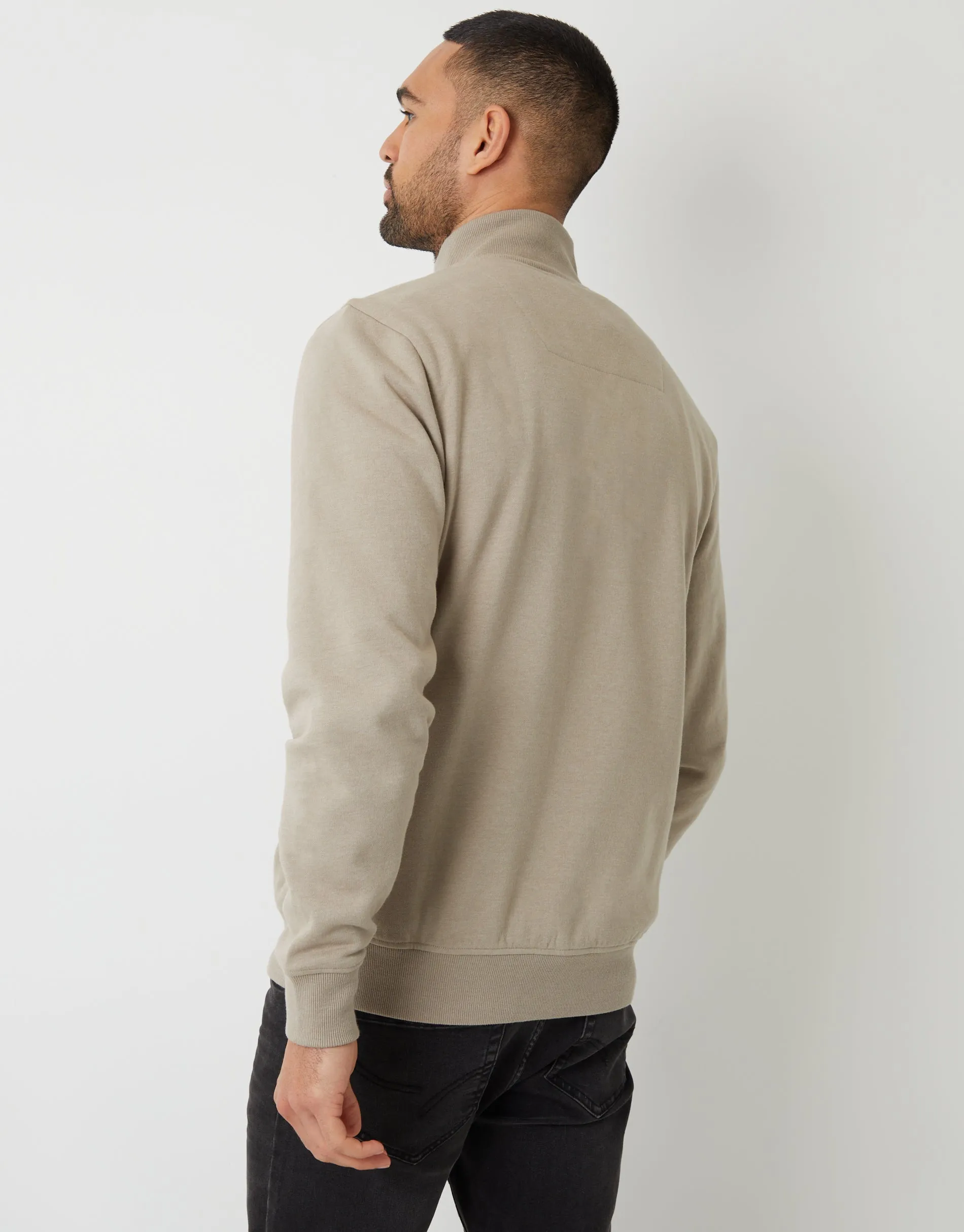 Oatmeal Marl Quarter Zip Sweatshirt sold by Threadbare product image thumbnail 2