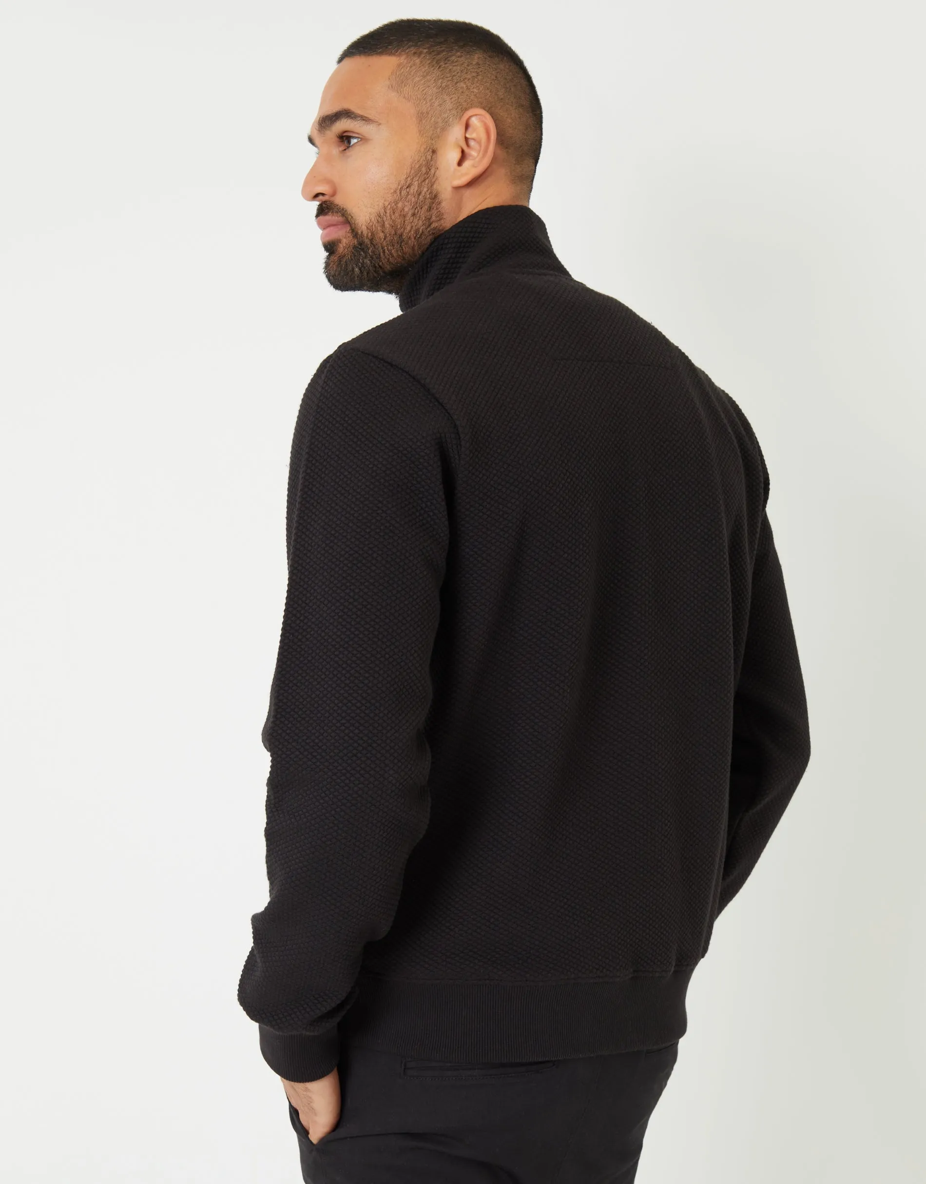 Black Textured Quarter Zip Sweatshirt sold by Threadbare product image thumbnail 2