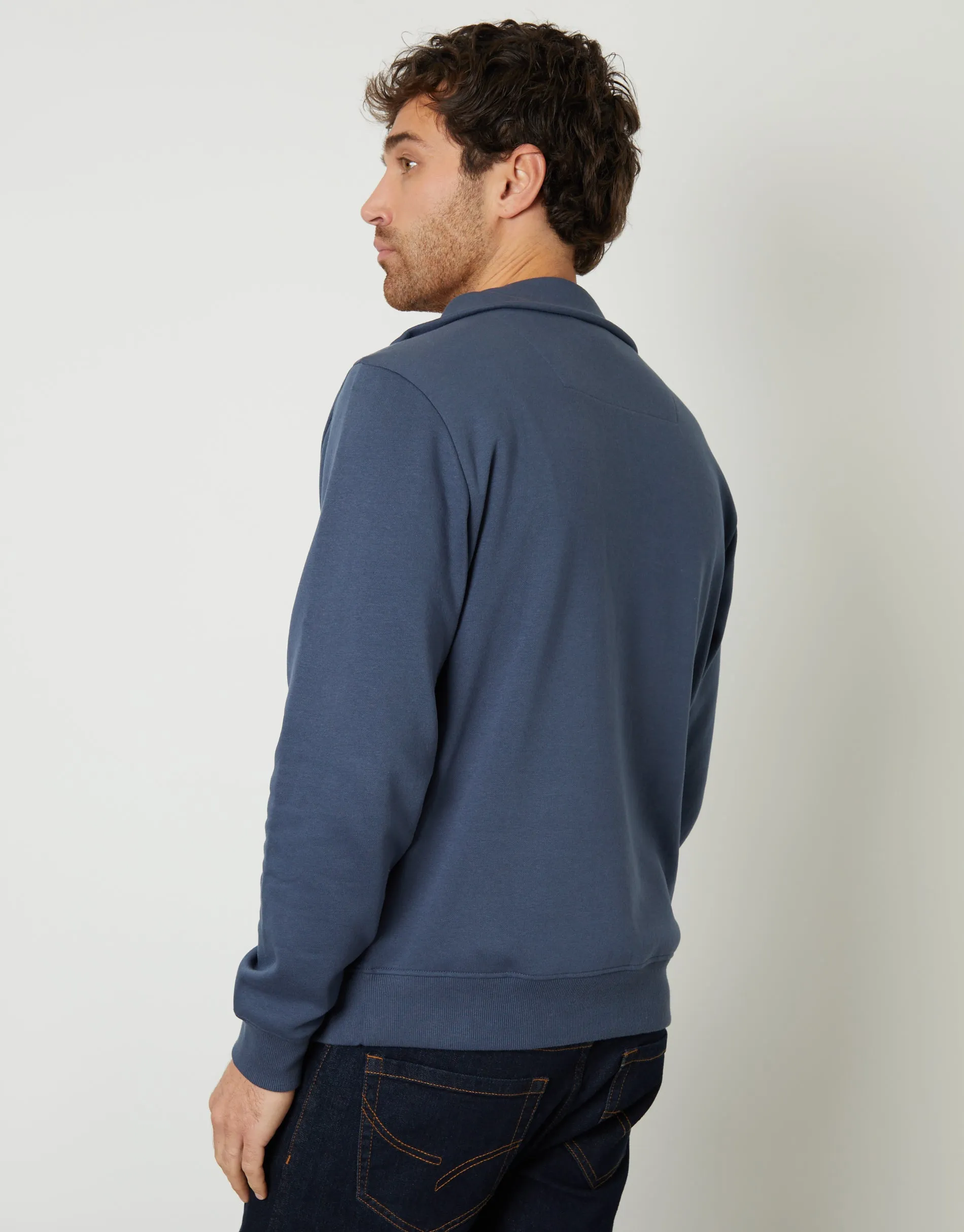 Denim Blue Quarter Zip Funnel Neck Sweatshirt sold by Threadbare product image thumbnail 2