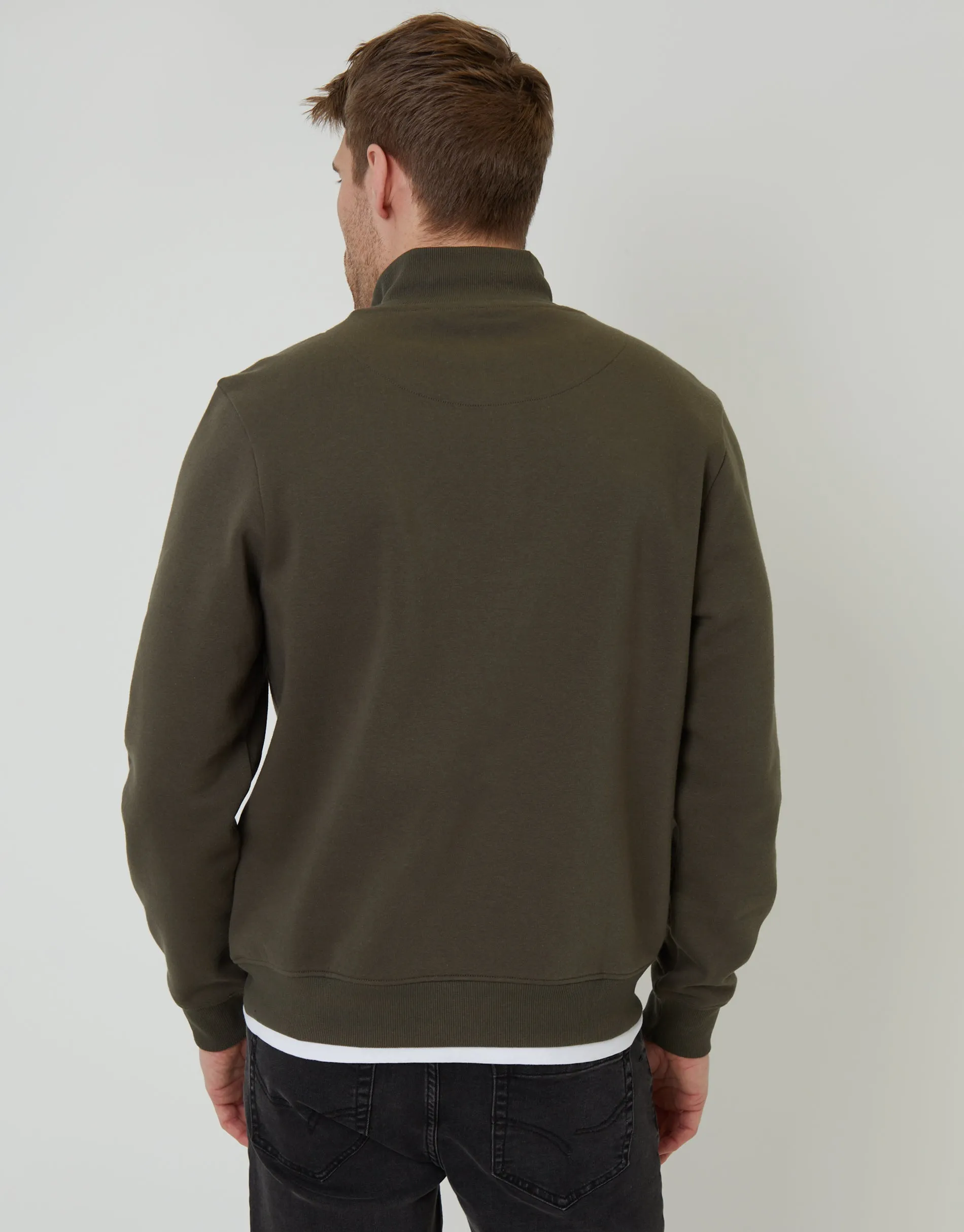 Khaki Green Mock T-Shirt Quarter Zip Sweatshirt sold by Threadbare product image thumbnail 2