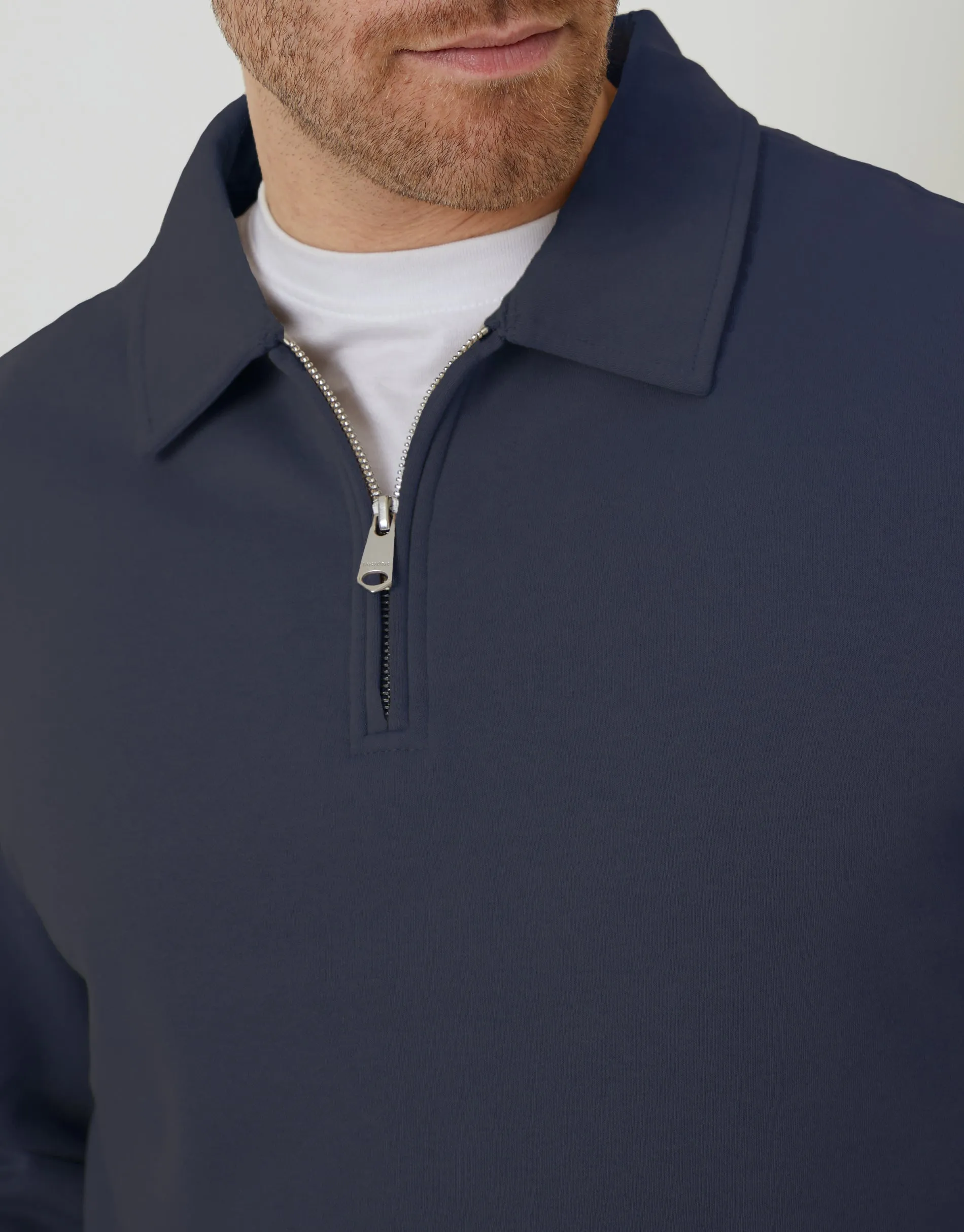 Navy Quarter Zip Collared Sweatshirt sold by Threadbare product image thumbnail 4