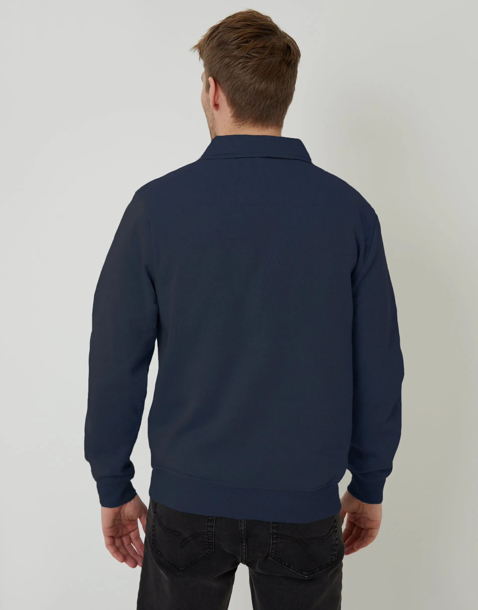 Navy Quarter Zip Collared Sweatshirt sold by Threadbare product image thumbnail 2