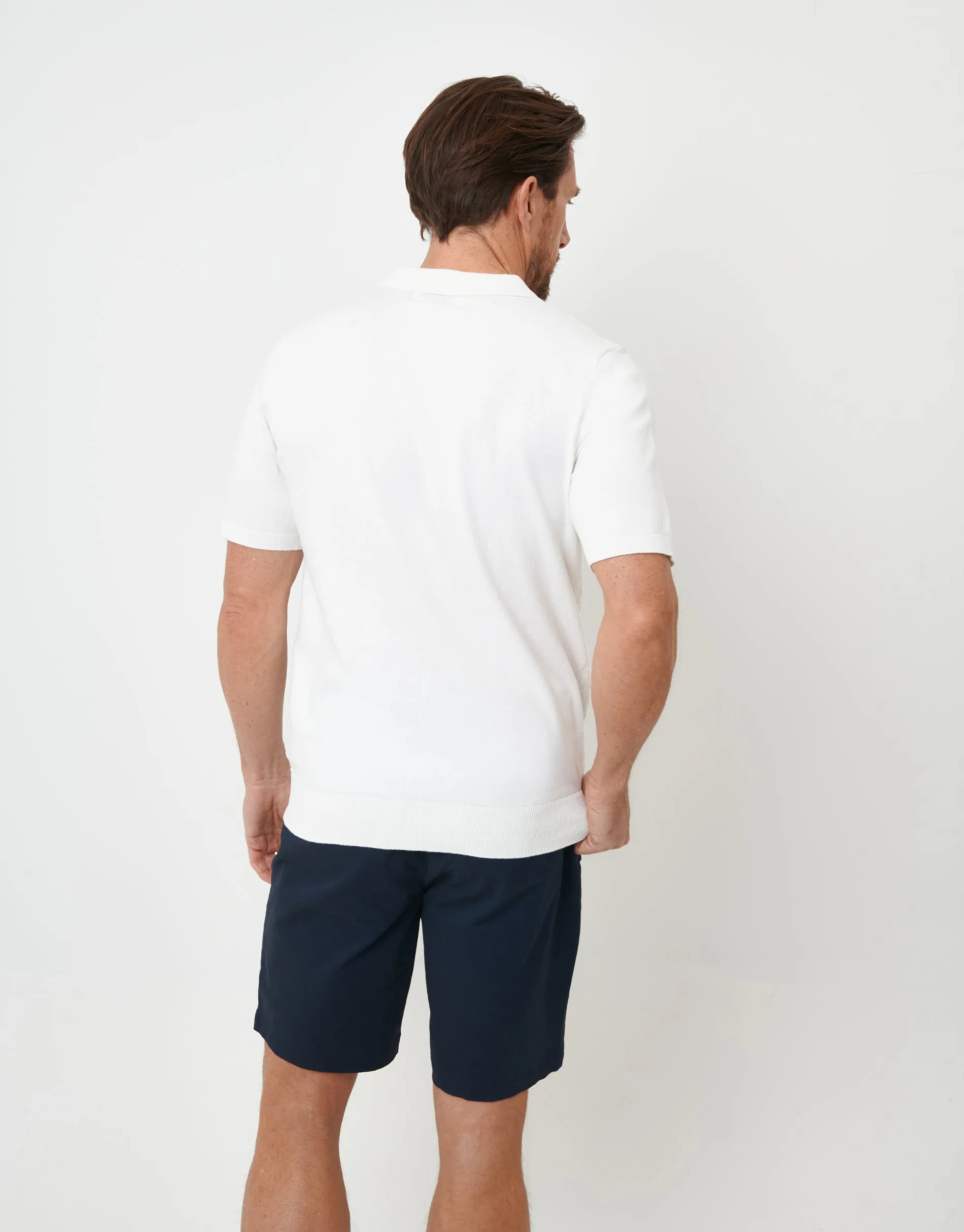 Ecru Textured Front Quarter Zip Knitted Polo sold by Threadbare product image thumbnail 2