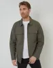 Khaki Green Cotton Poplin Lightweight Collared Jacket sold by Threadbare