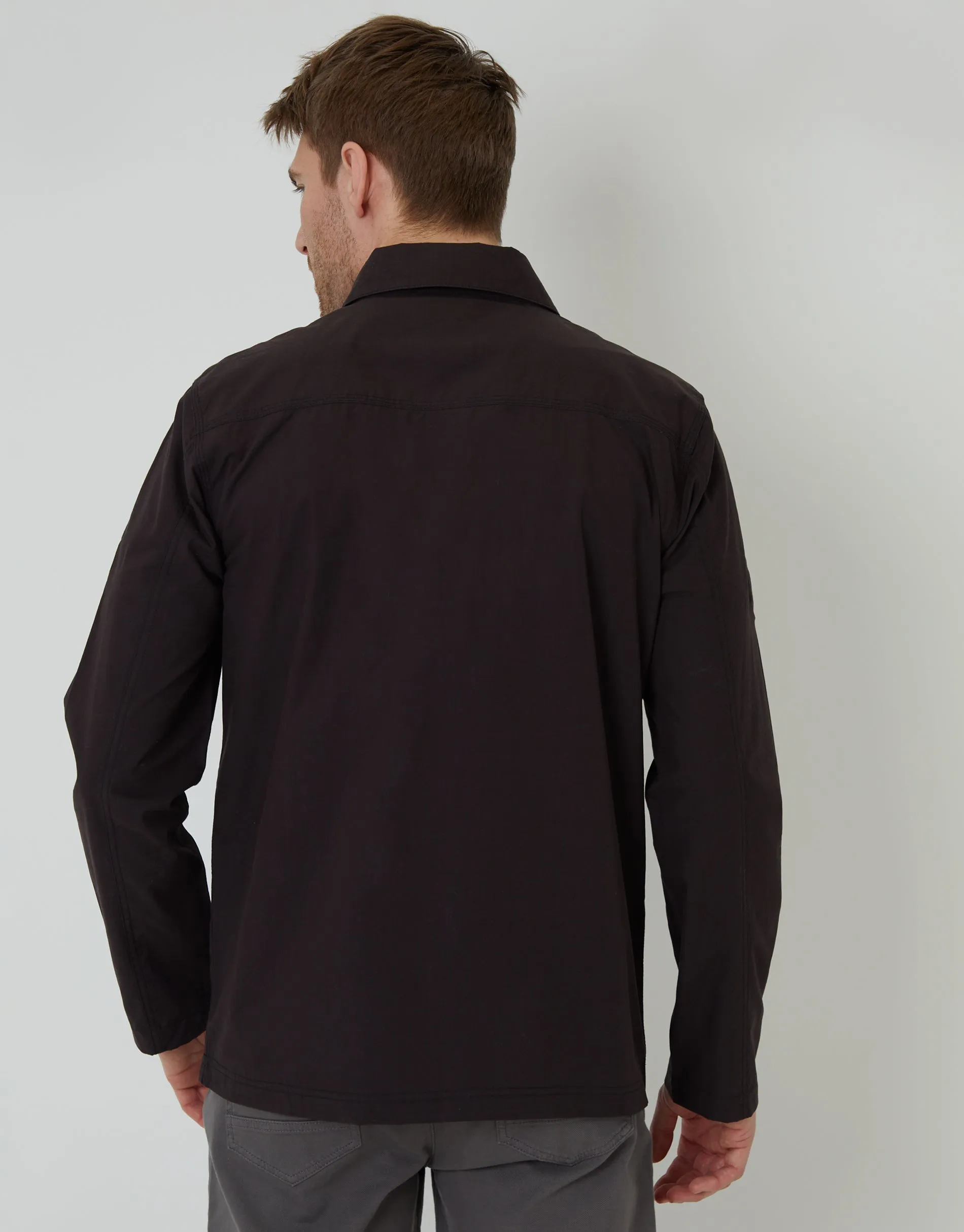 Black Cotton Poplin Lightweight Collared Jacket sold by Threadbare product image thumbnail 2