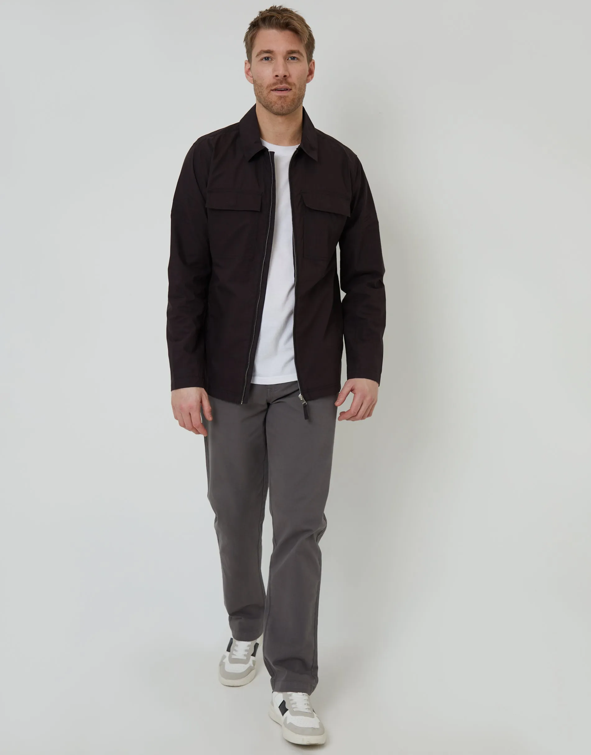 Black Cotton Poplin Lightweight Collared Jacket sold by Threadbare product image thumbnail 3