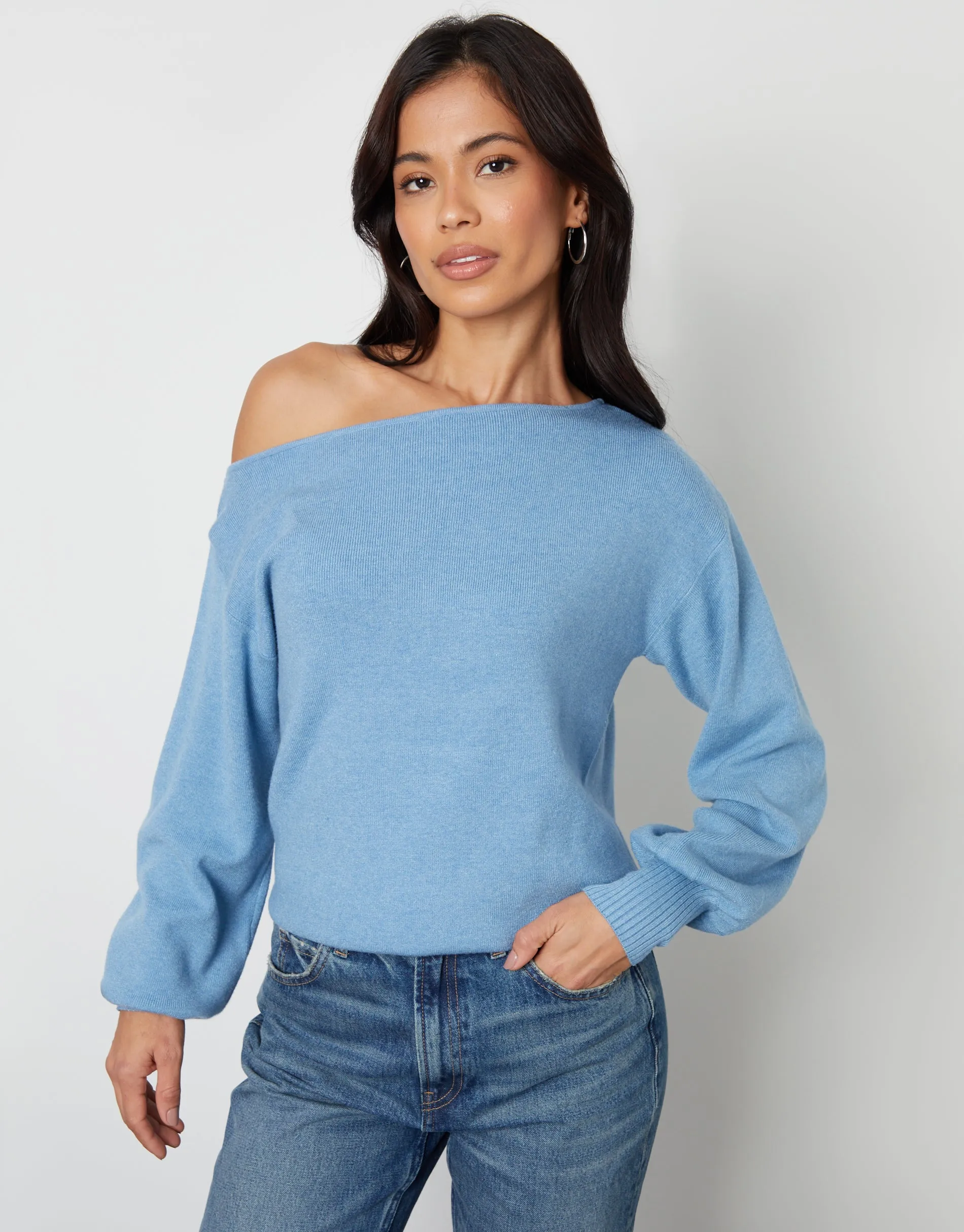 Threadbare Women's Blue Soft Slash Neck Jumper sold by Threadbare product image thumbnail 4
