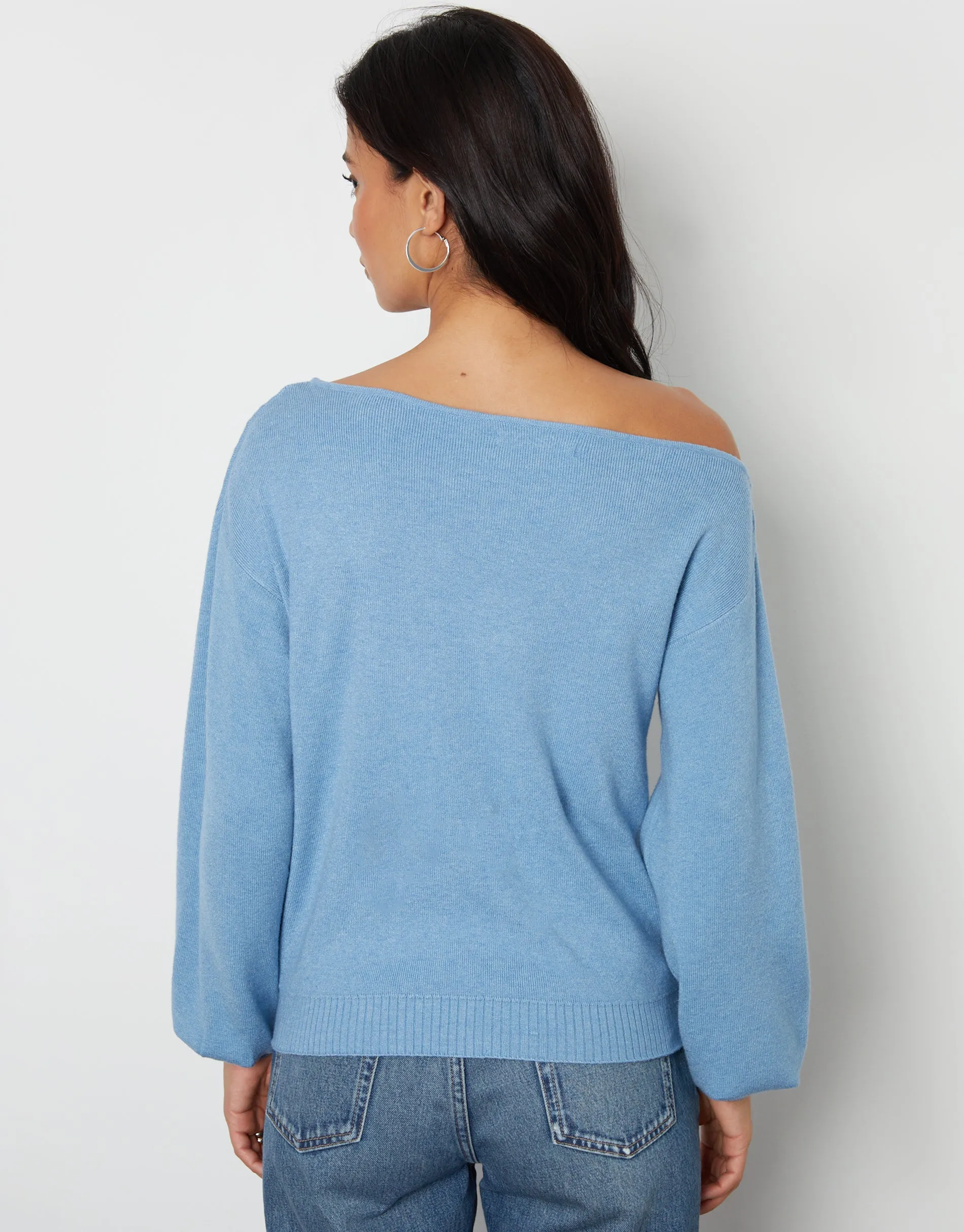 Threadbare Women's Blue Soft Slash Neck Jumper sold by Threadbare product image thumbnail 2