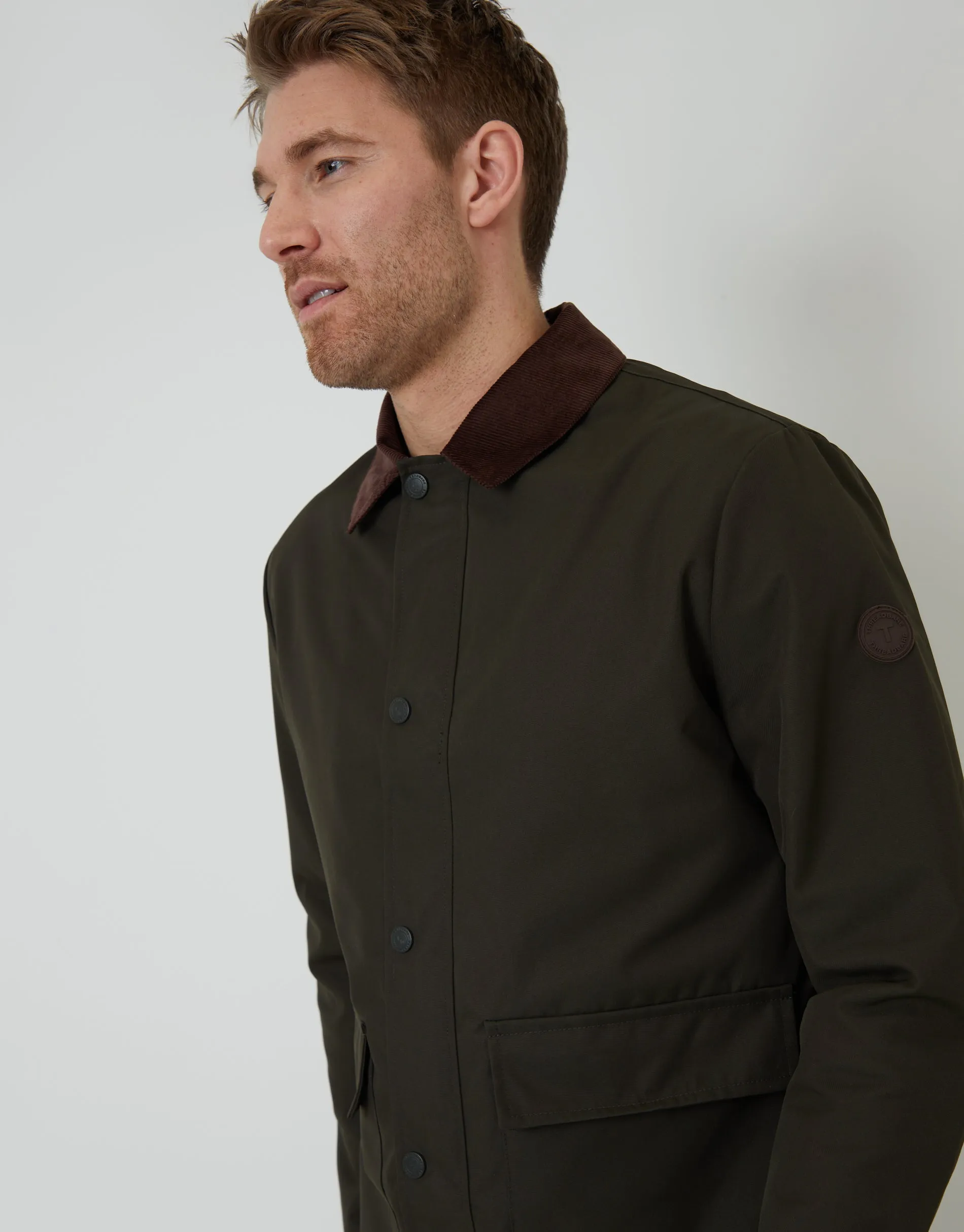 Khaki Green Showerproof Collared Lightweight Jacket sold by Threadbare product image thumbnail 4