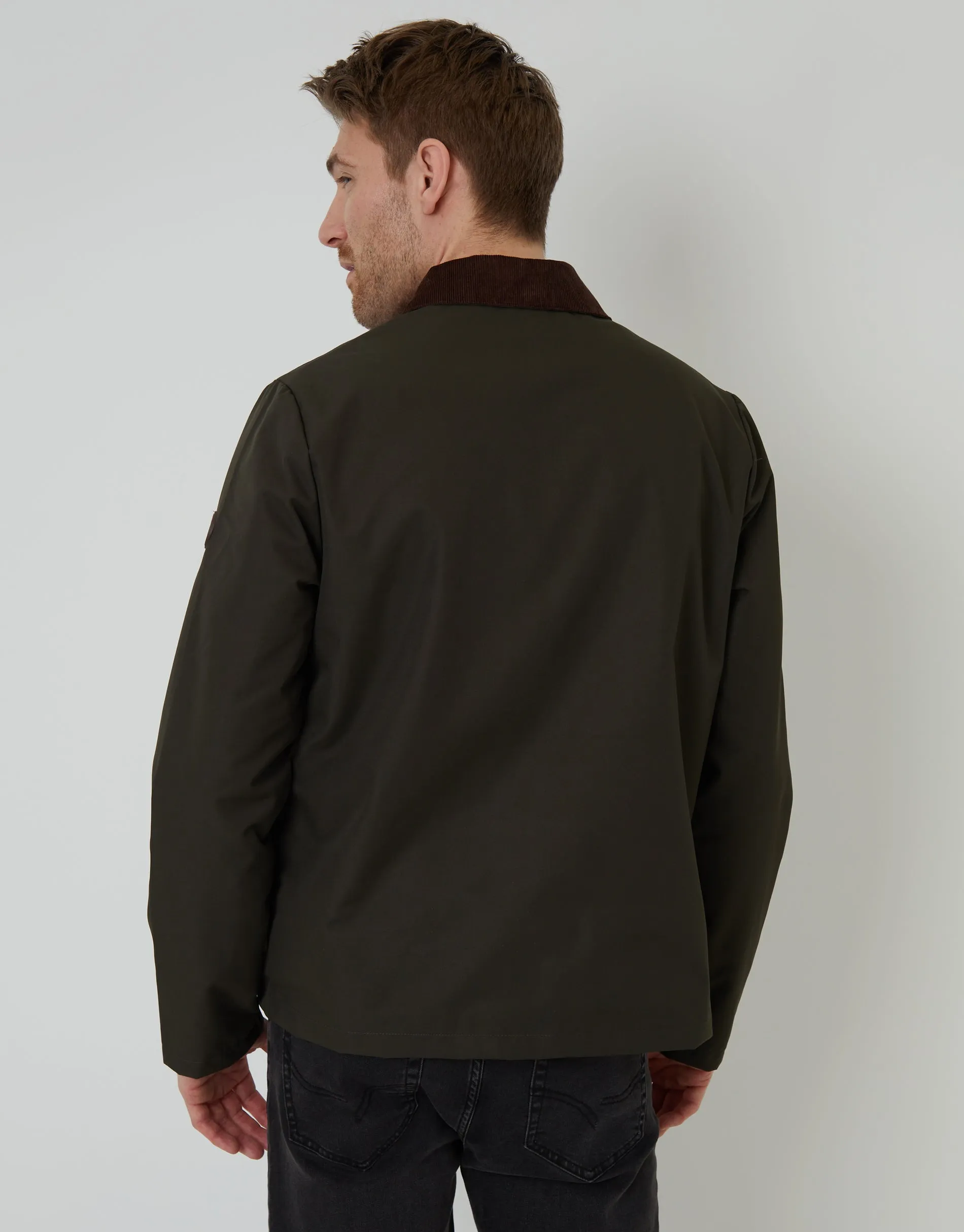 Khaki Green Showerproof Collared Lightweight Jacket sold by Threadbare product image thumbnail 2