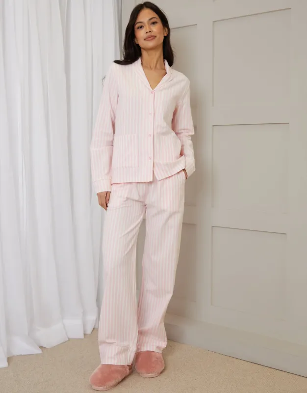 Threadbare Women's Pink Striped Long Button-Through Pyjamas (2-Piece Set) sold by Threadbare