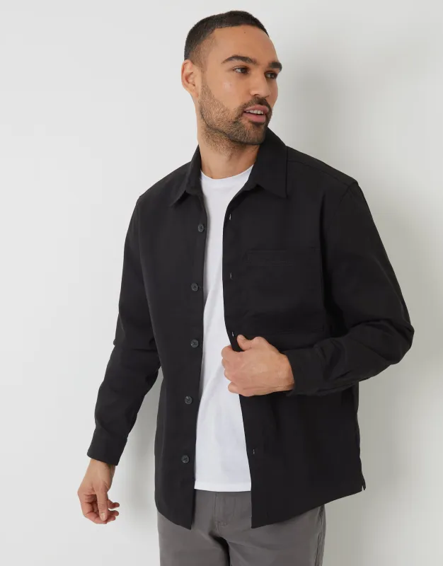 Threadbare Men's Black Cotton Twill Shacket sold by Threadbare