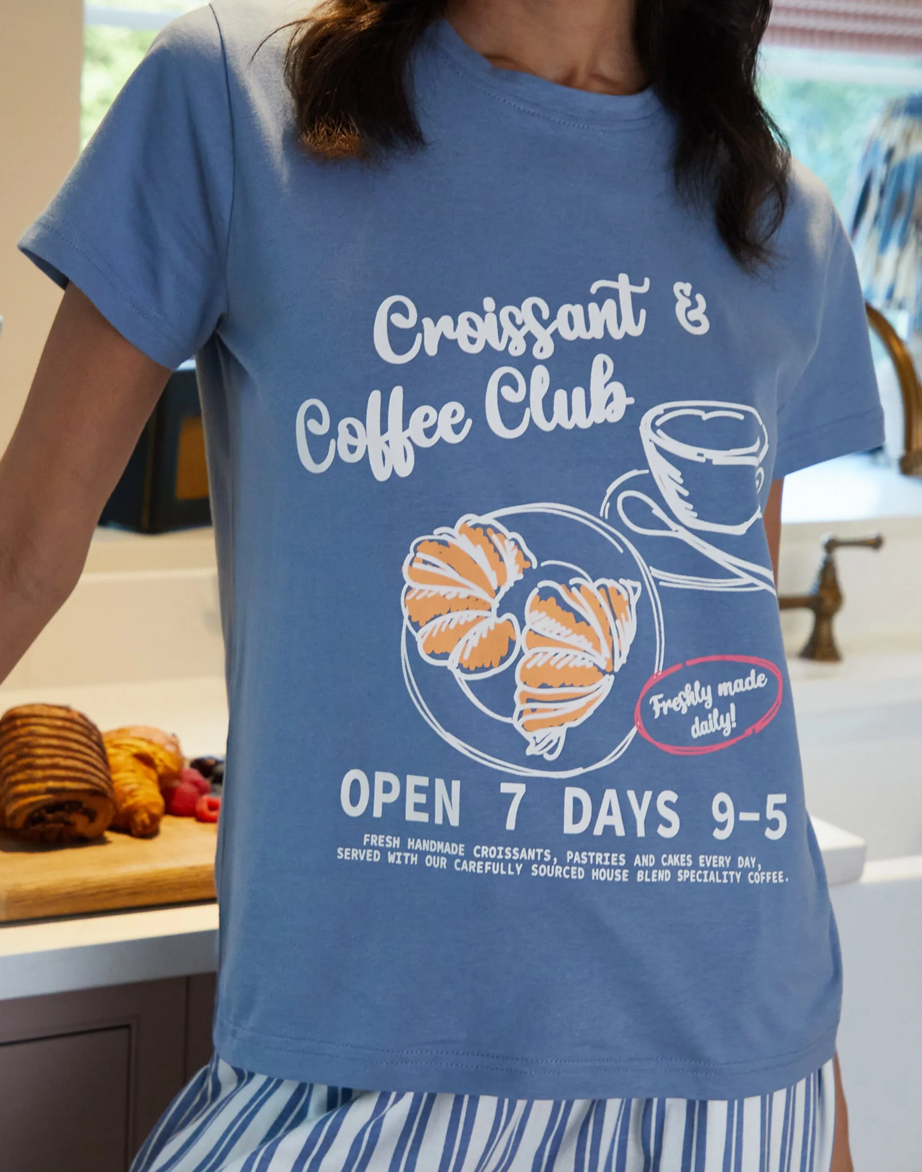 Threadbare Women's Blue Graphic Print Striped Pyjamas (2-Piece Set) sold by Threadbare product image thumbnail 3