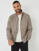 Taupe Patch Pocket Funnel Neck Harrington Style Jacket sold by Threadbare