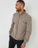 Taupe Patch Pocket Funnel Neck Harrington Style Jacket sold by Threadbare