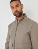 Taupe Patch Pocket Funnel Neck Harrington Style Jacket sold by Threadbare