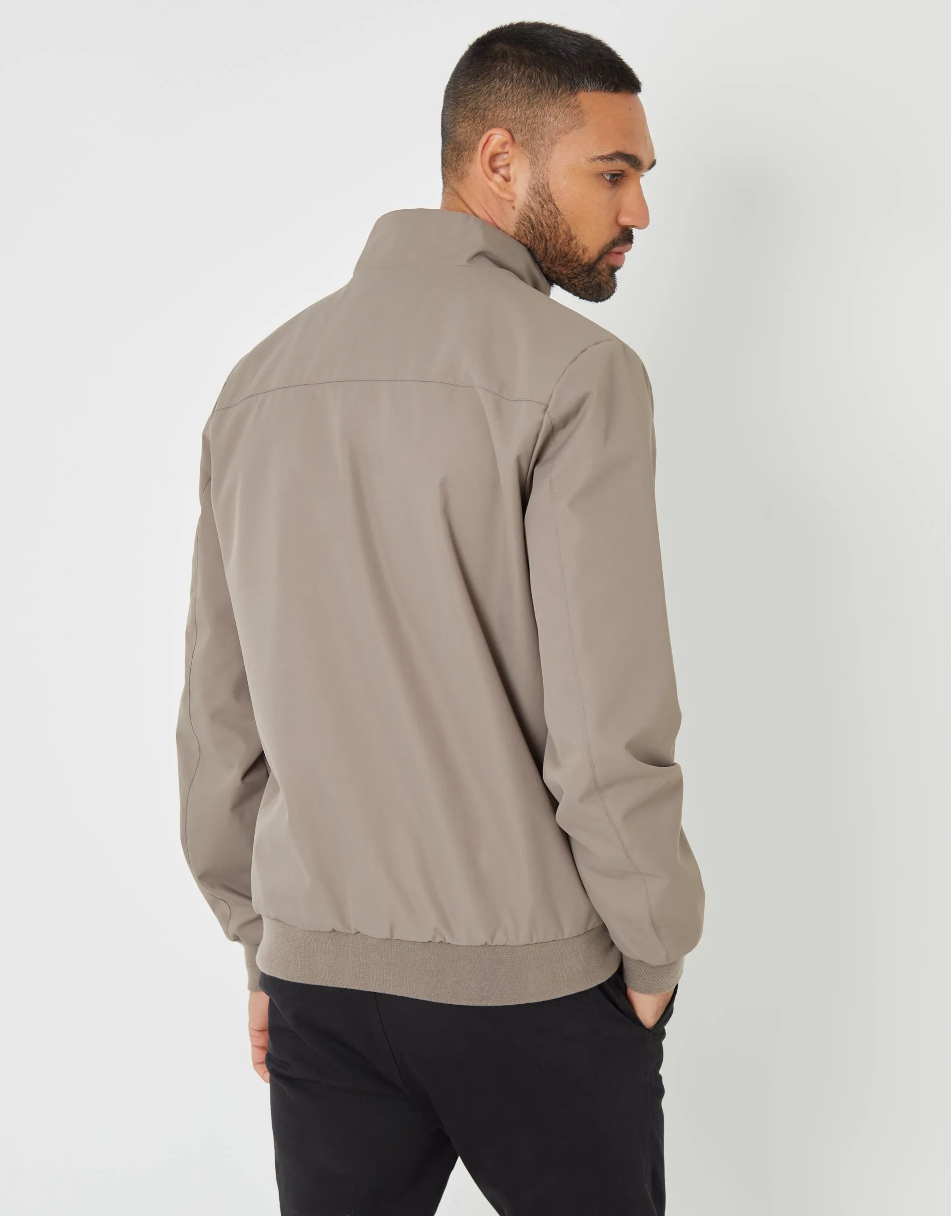 Taupe Patch Pocket Funnel Neck Harrington Style Jacket sold by Threadbare product image thumbnail 2