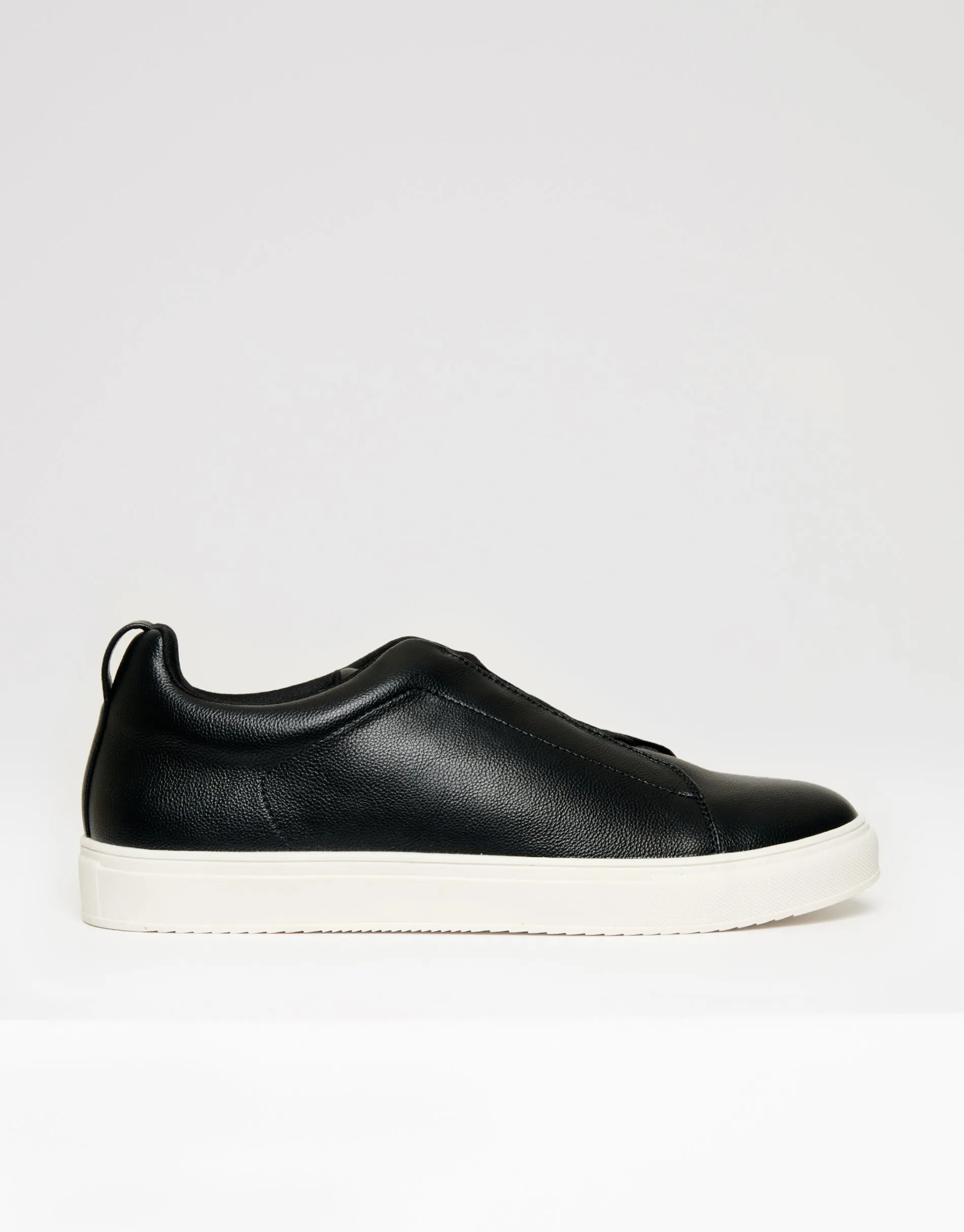 Black Faux Leather Elastic Lace Slip On Trainers sold by Threadbare