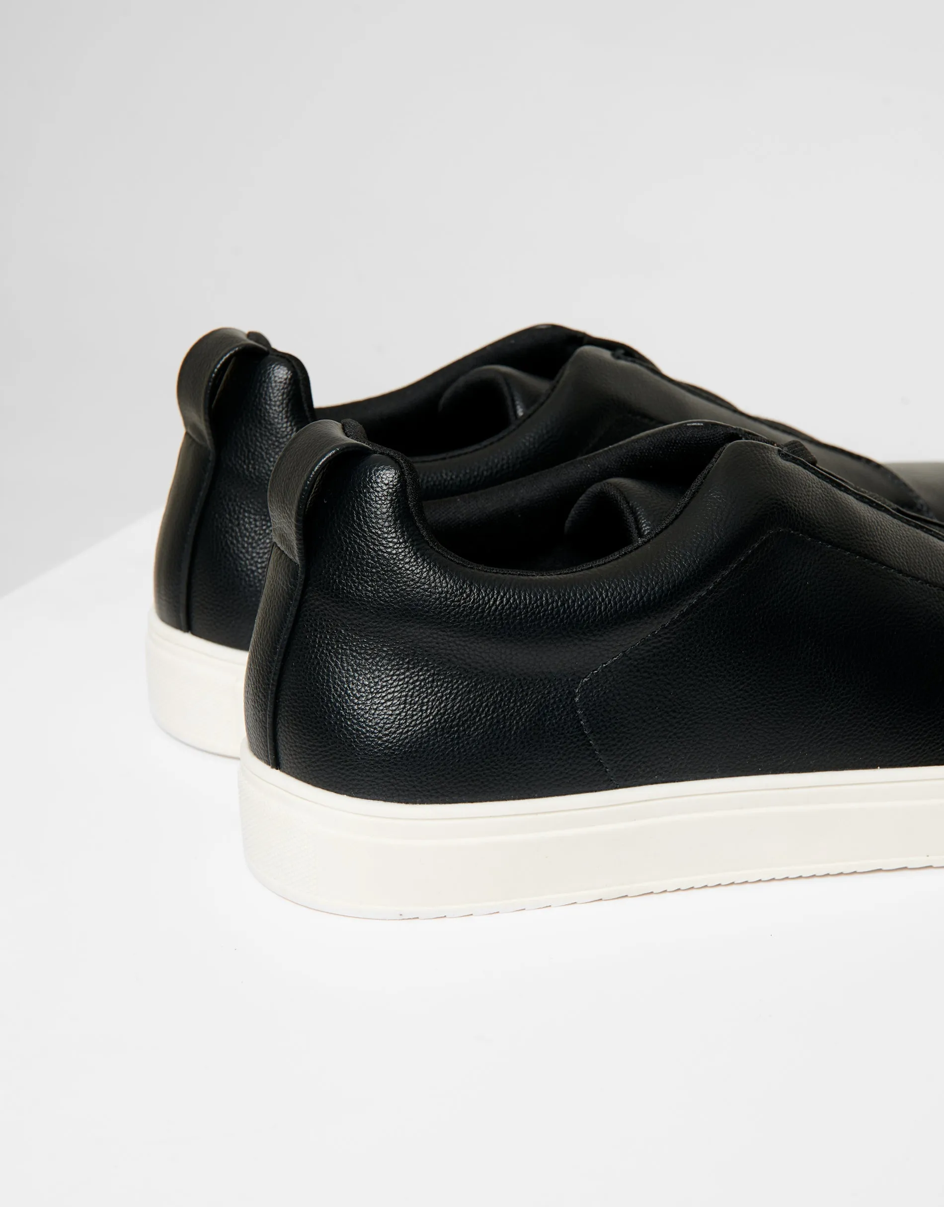 Black Faux Leather Elastic Lace Slip On Trainers sold by Threadbare product image thumbnail 4