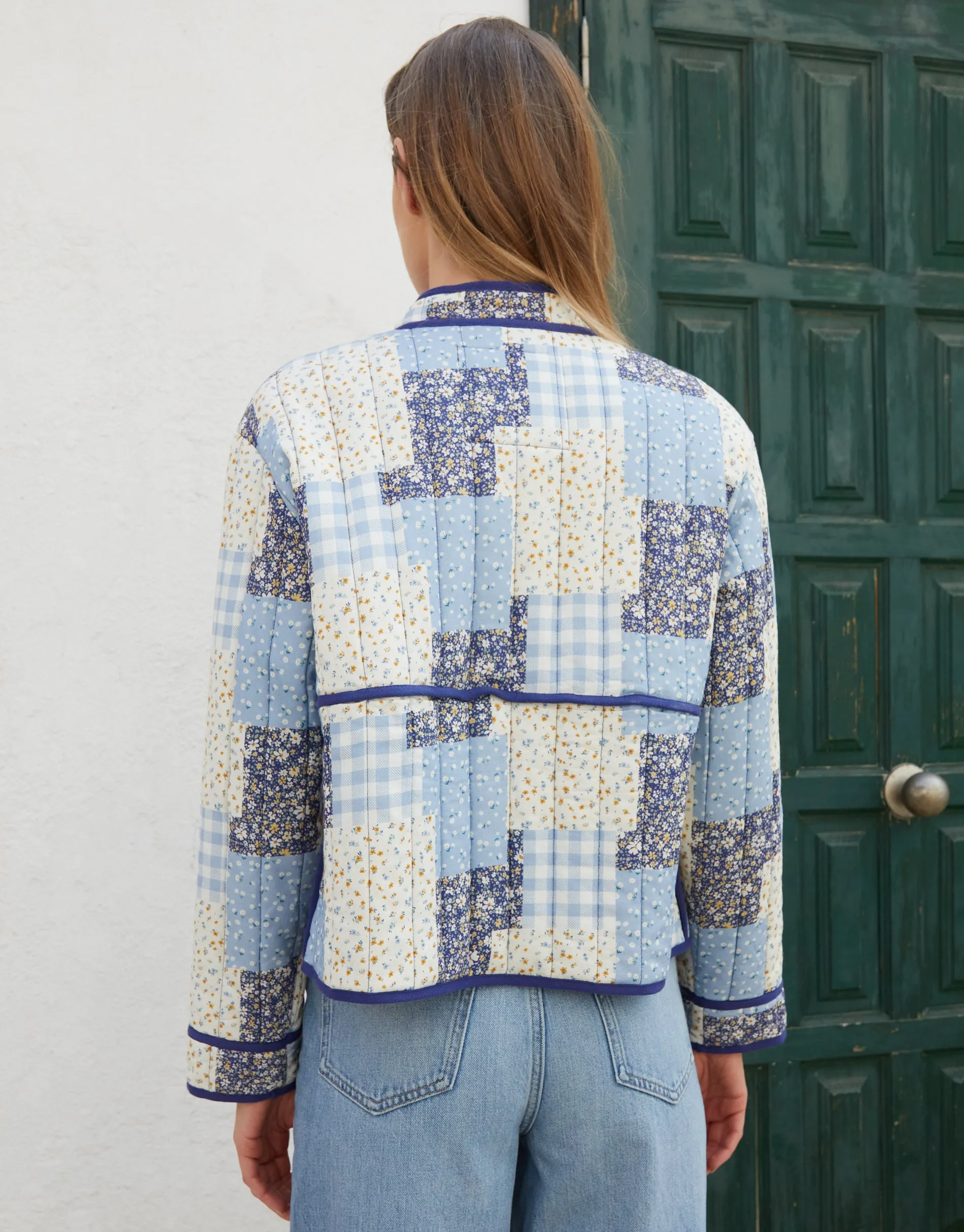 Blue Floral Patchwork Quilted Jacket sold by Threadbare product image thumbnail 2