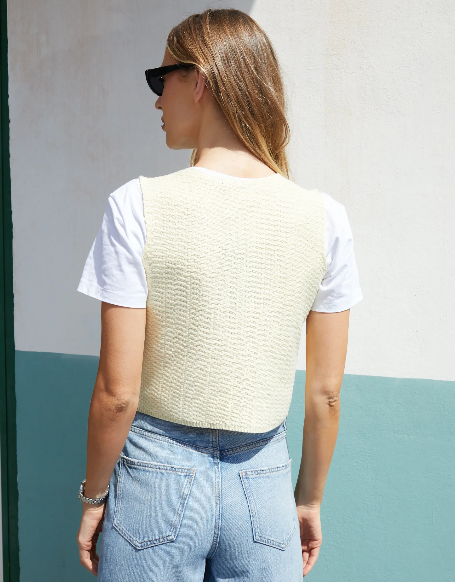 Yellow Tie Front Knitted Vest sold by Threadbare product image thumbnail 2