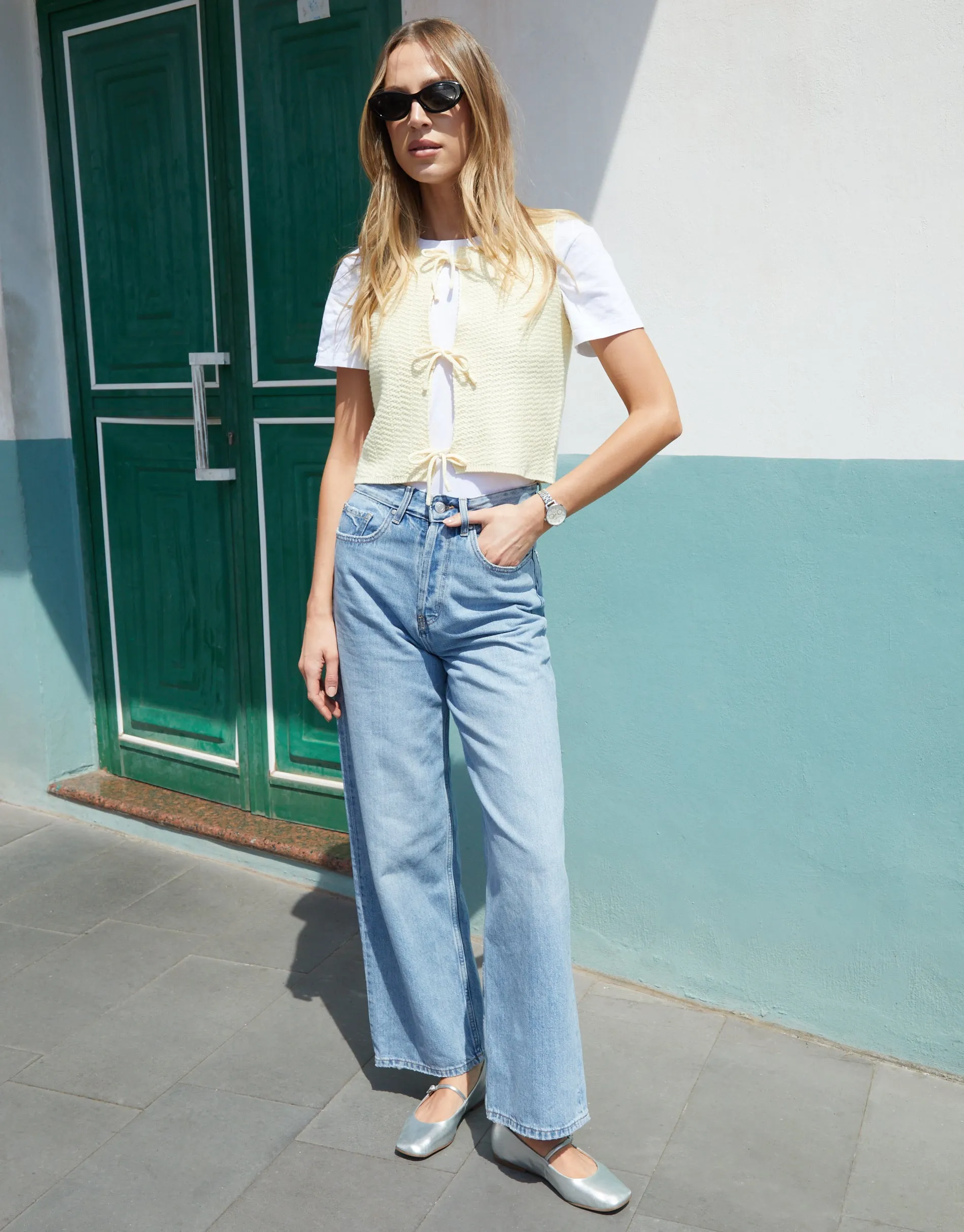 Yellow Tie Front Knitted Vest sold by Threadbare product image thumbnail 4