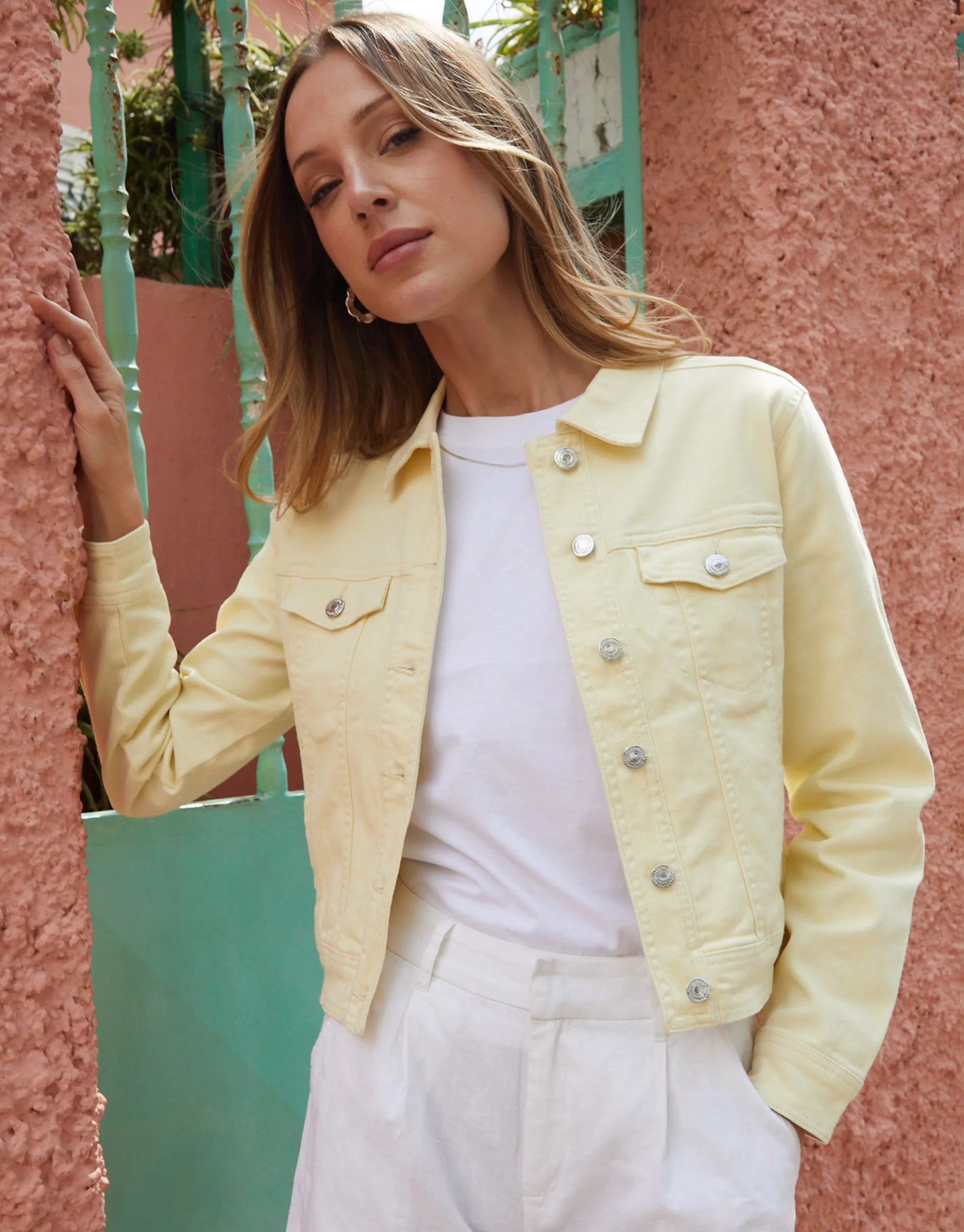 Threadbare Women's Yellow Stretch Denim Jacket sold by Threadbare