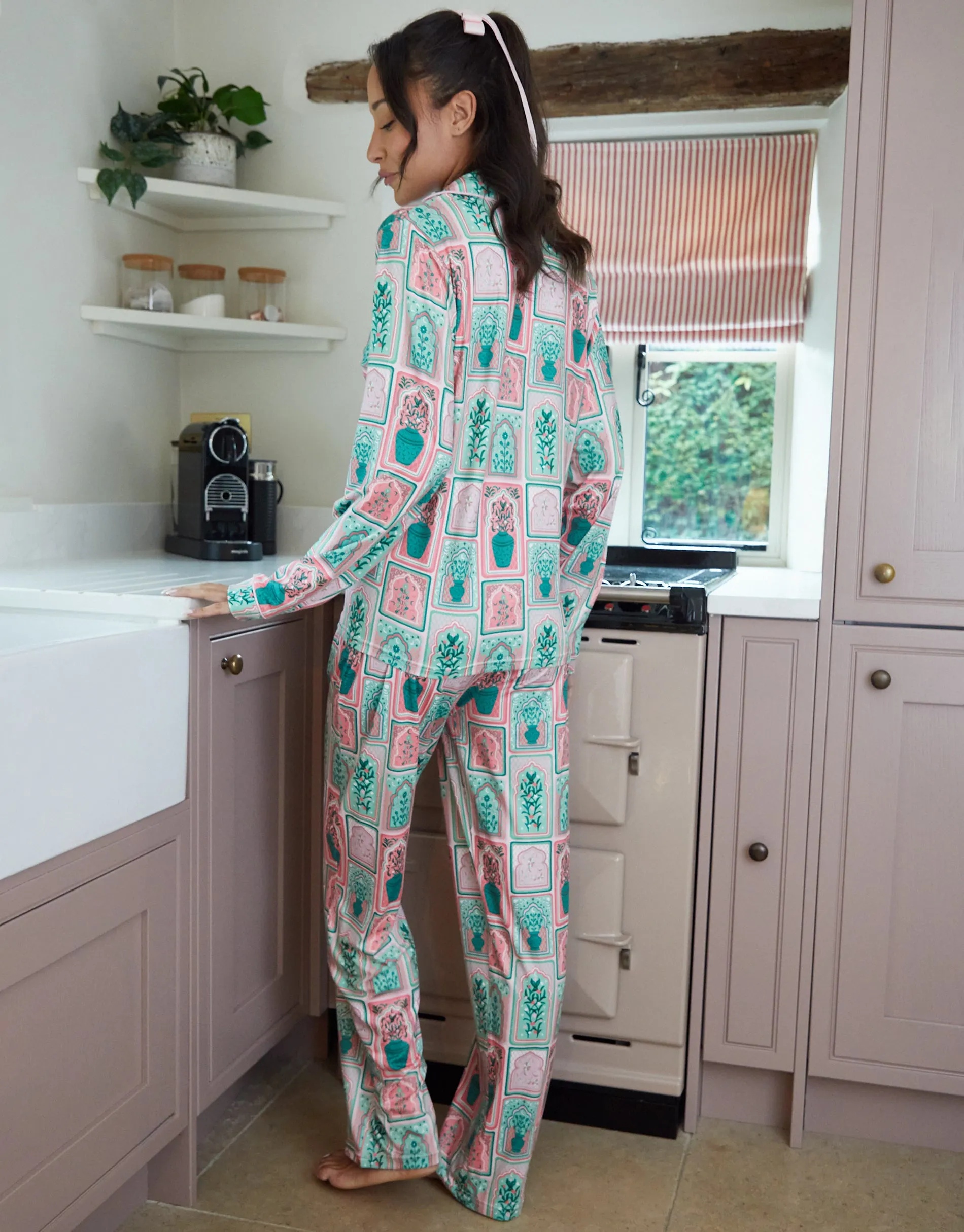 Pink & Green Postcard Long Button-Through Pyjamas (2-Piece Set) sold by Threadbare product image thumbnail 4