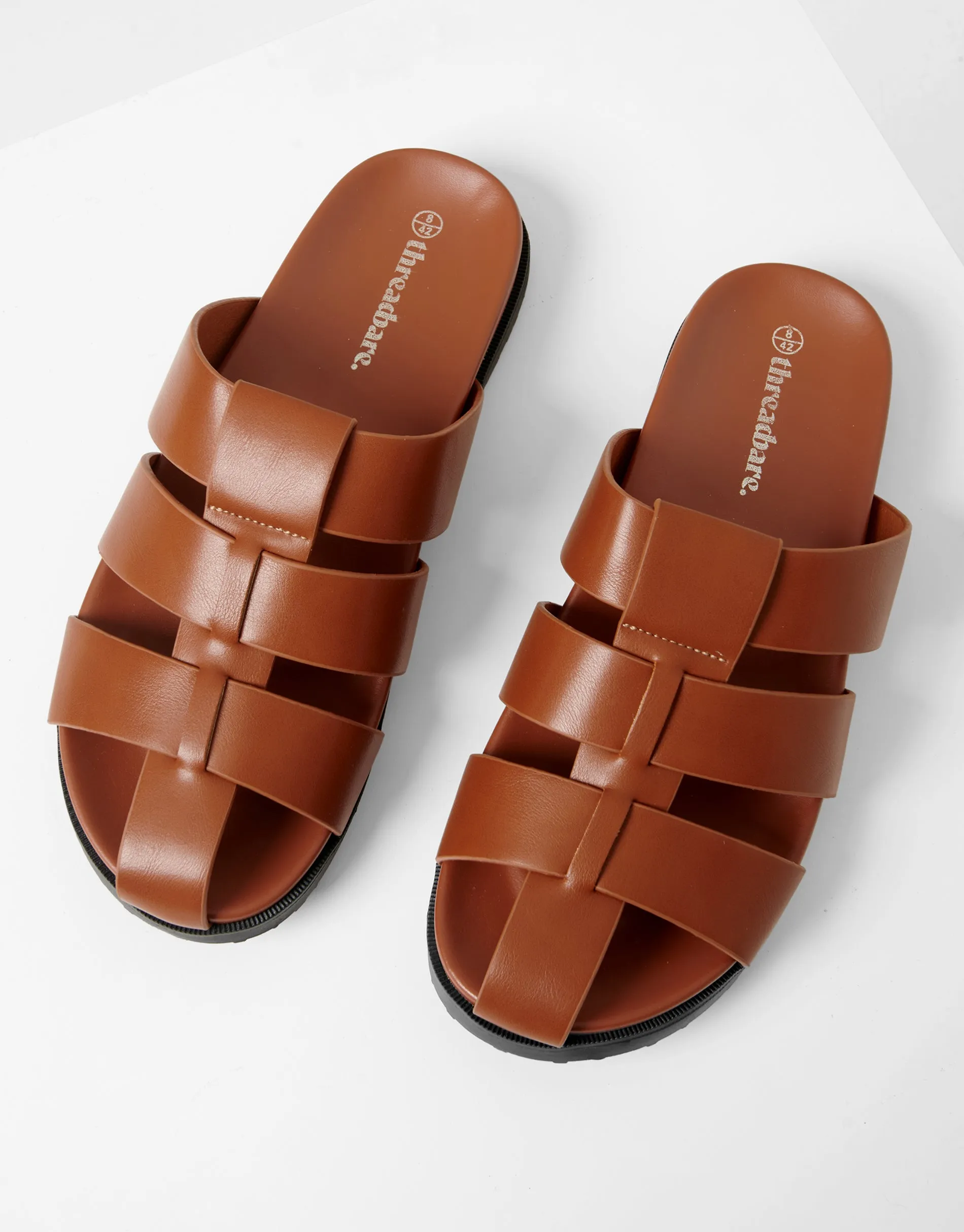 Tan Brown Gladiator Sandals sold by Threadbare