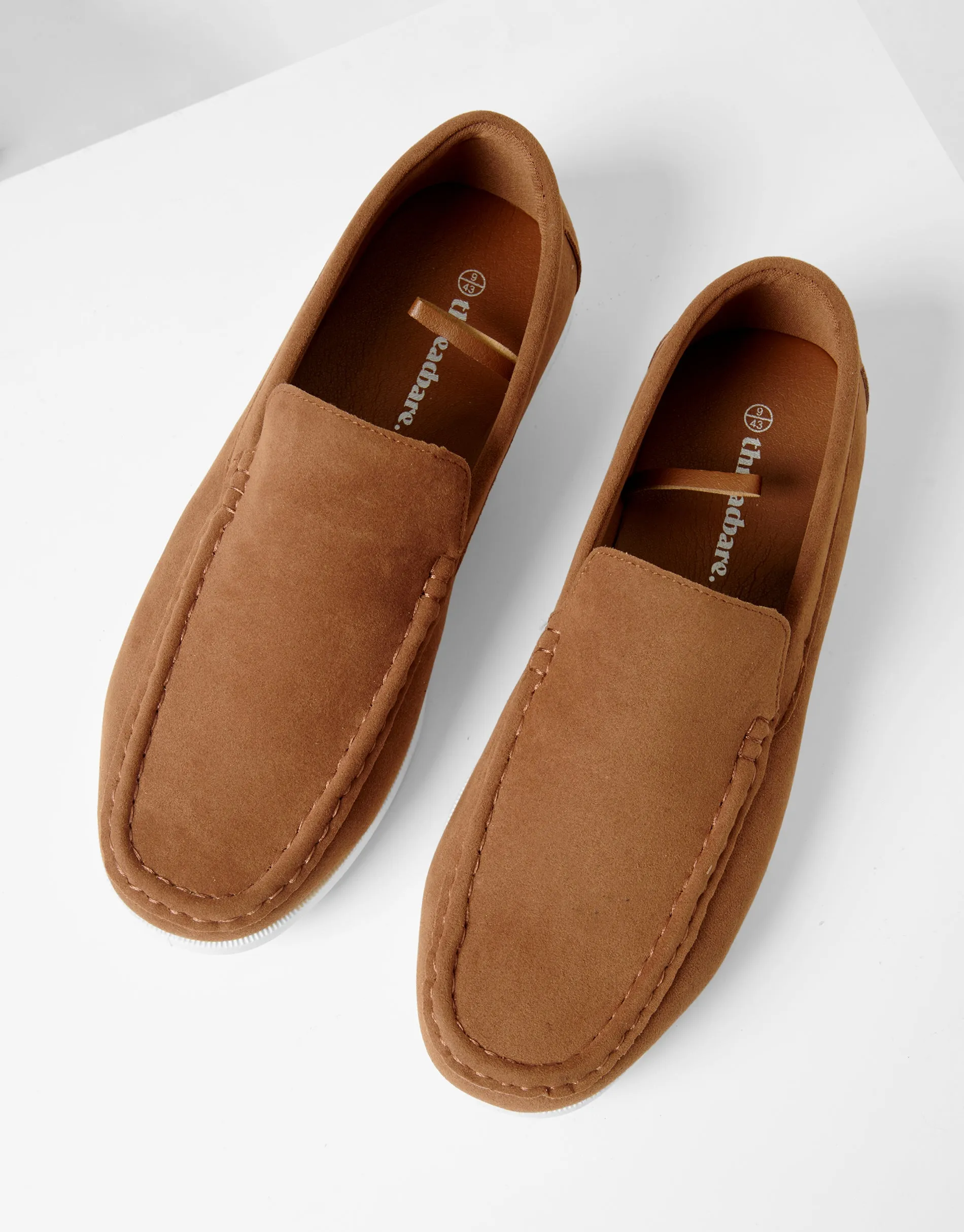 Tan Brown Faux Suede Slip On Loafers sold by Threadbare product image thumbnail 2