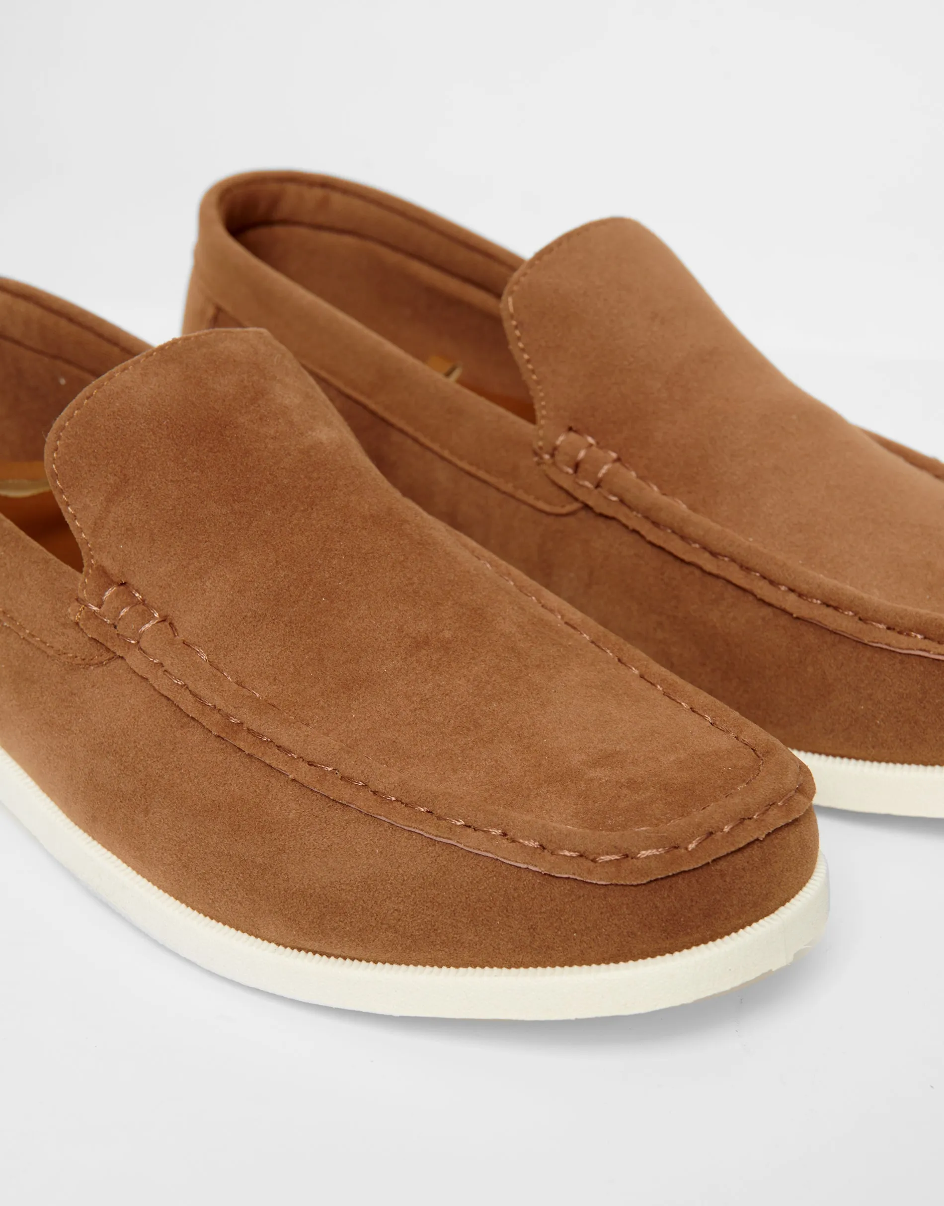 Tan Brown Faux Suede Slip On Loafers sold by Threadbare product image thumbnail 3