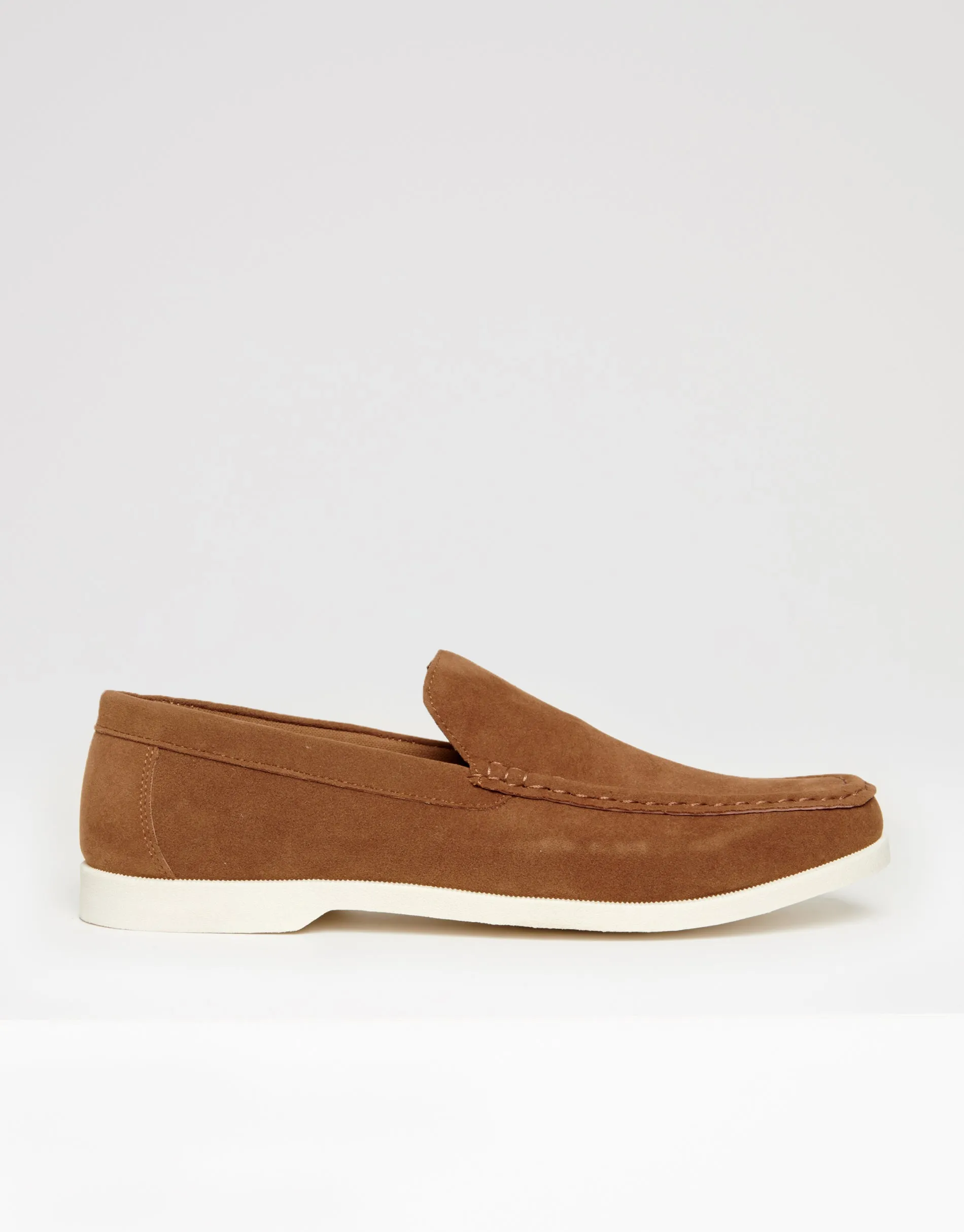 Tan Brown Faux Suede Slip On Loafers sold by Threadbare