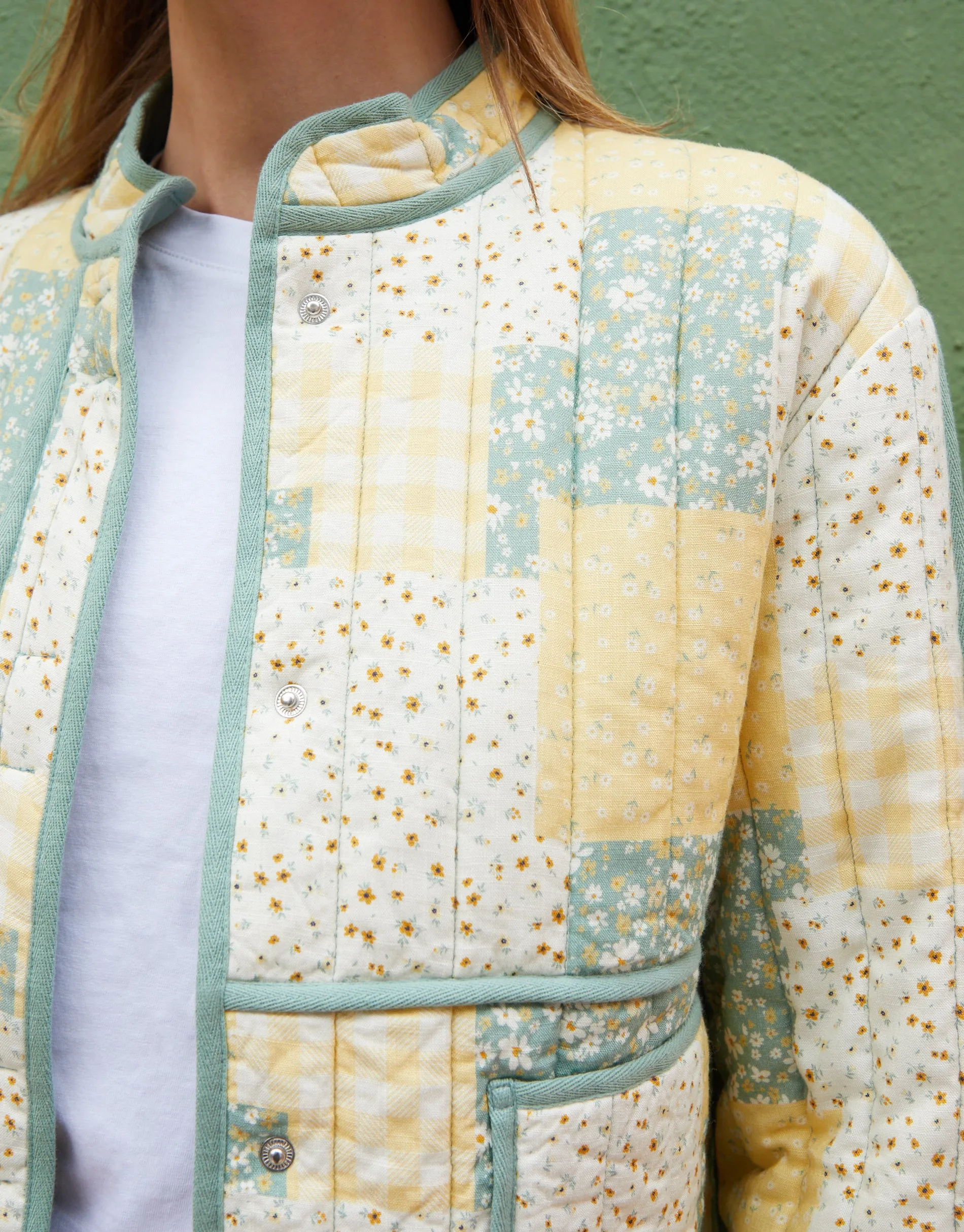 Yellow Floral Patchwork Quilted Jacket sold by Threadbare product image thumbnail 5