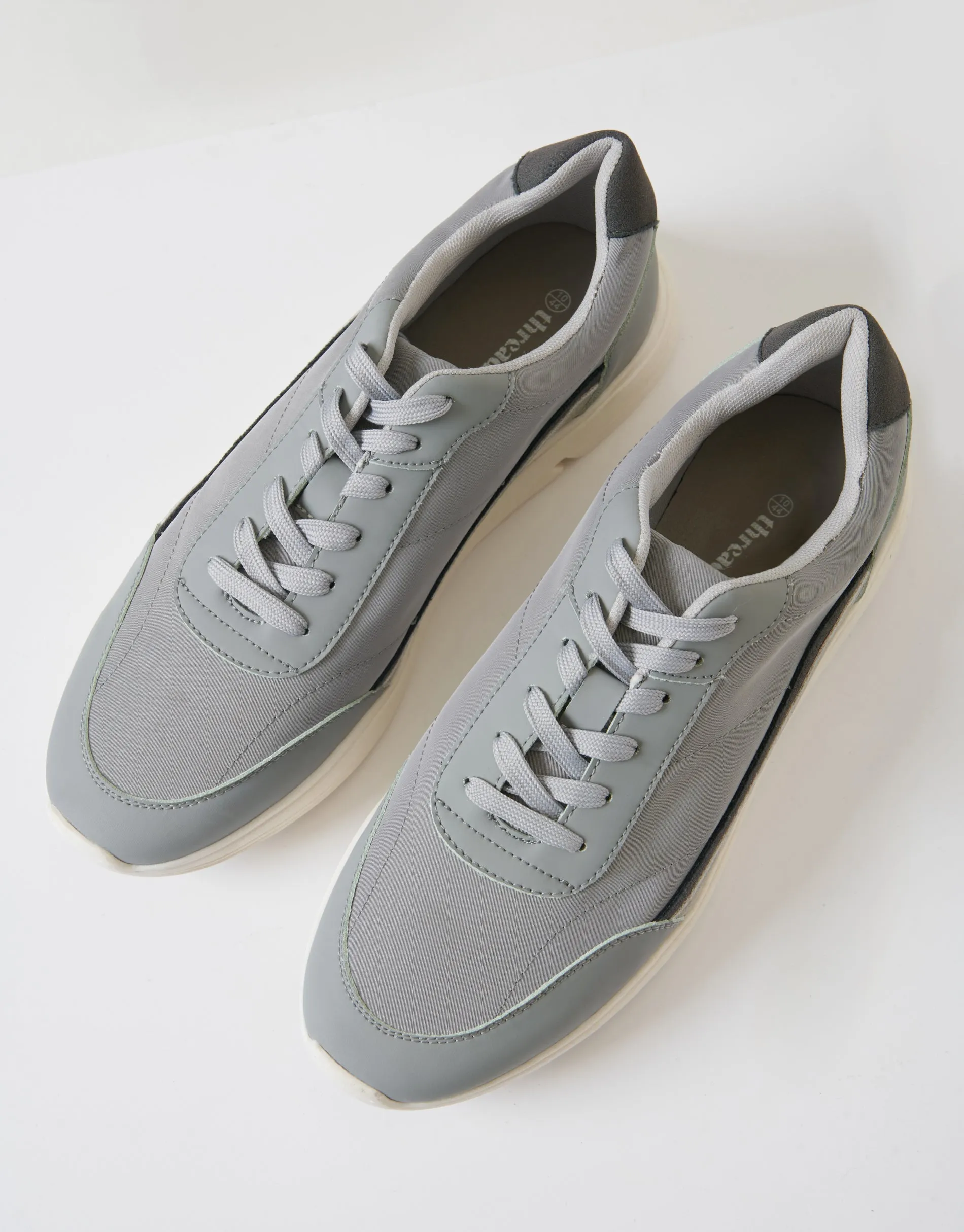 Grey Retro Panelled Court Trainers sold by Threadbare product image thumbnail 2