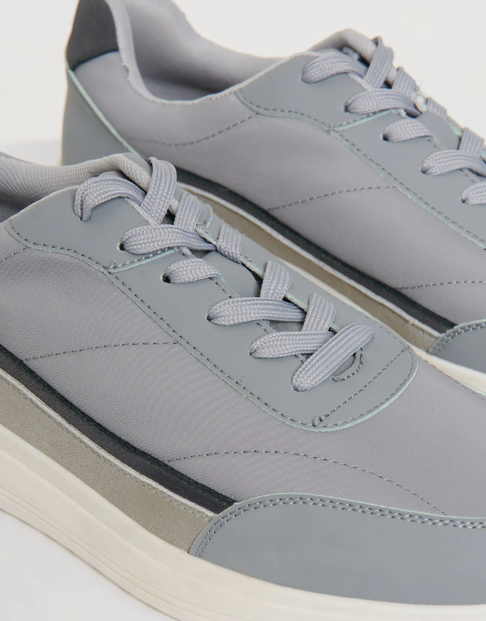 Grey Retro Panelled Court Trainers sold by Threadbare product image thumbnail 3