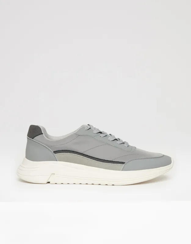 Threadbare Men's Grey Retro Panelled Court Trainers sold by Threadbare