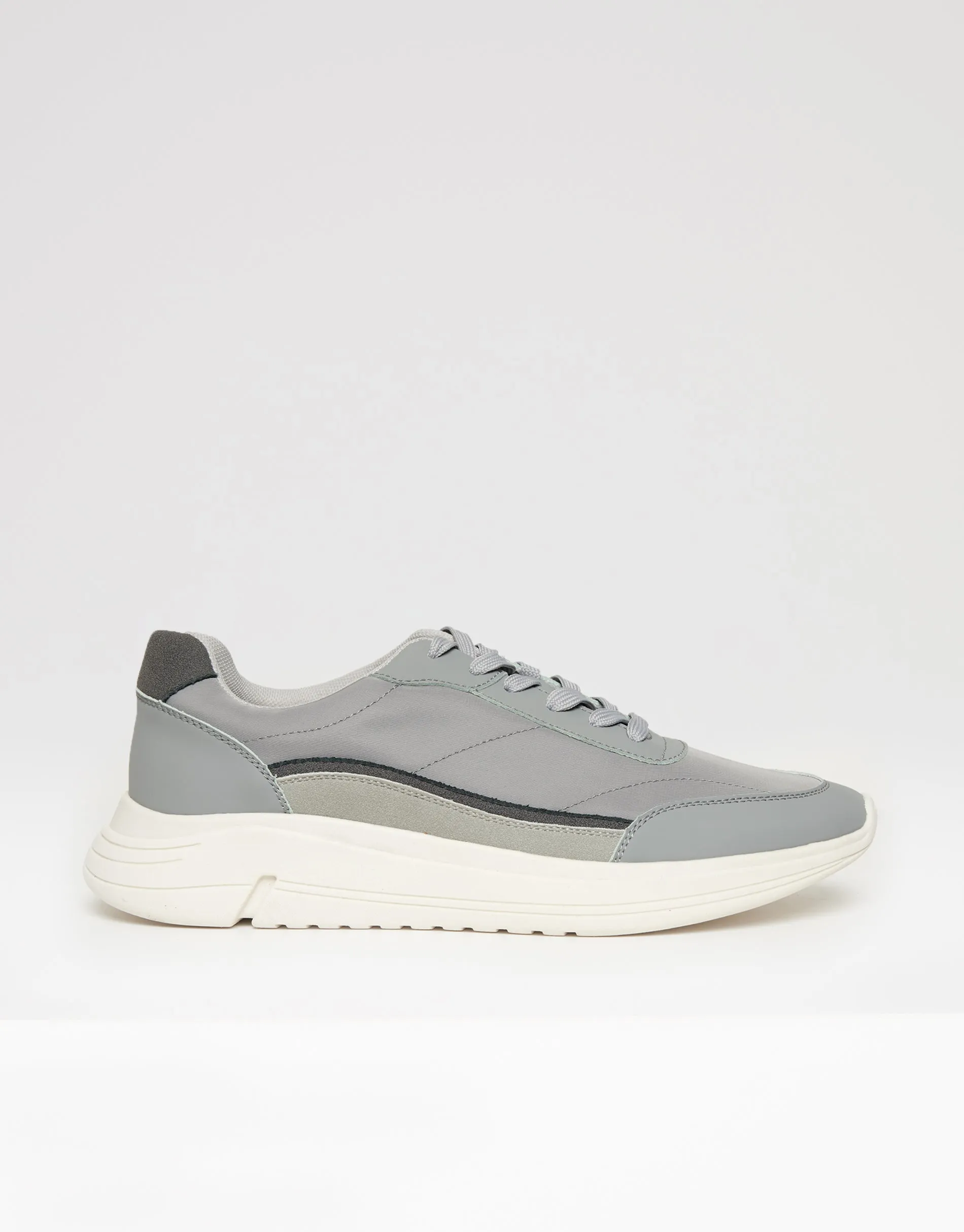 Grey Retro Panelled Court Trainers sold by Threadbare